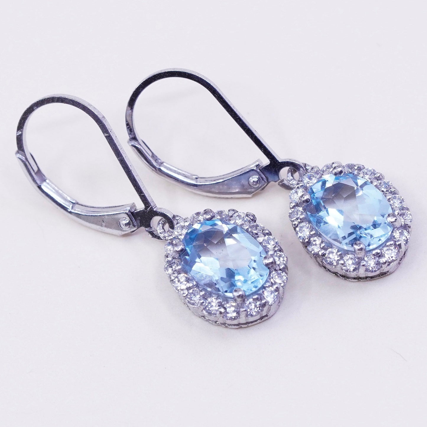 Vintage SIG sterling silver handmade earrings, 925 hooks with topaz drops
