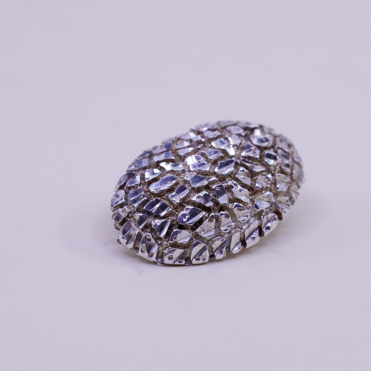 Vintage sterling silver handmade huggie studs, textured 925 earrings
