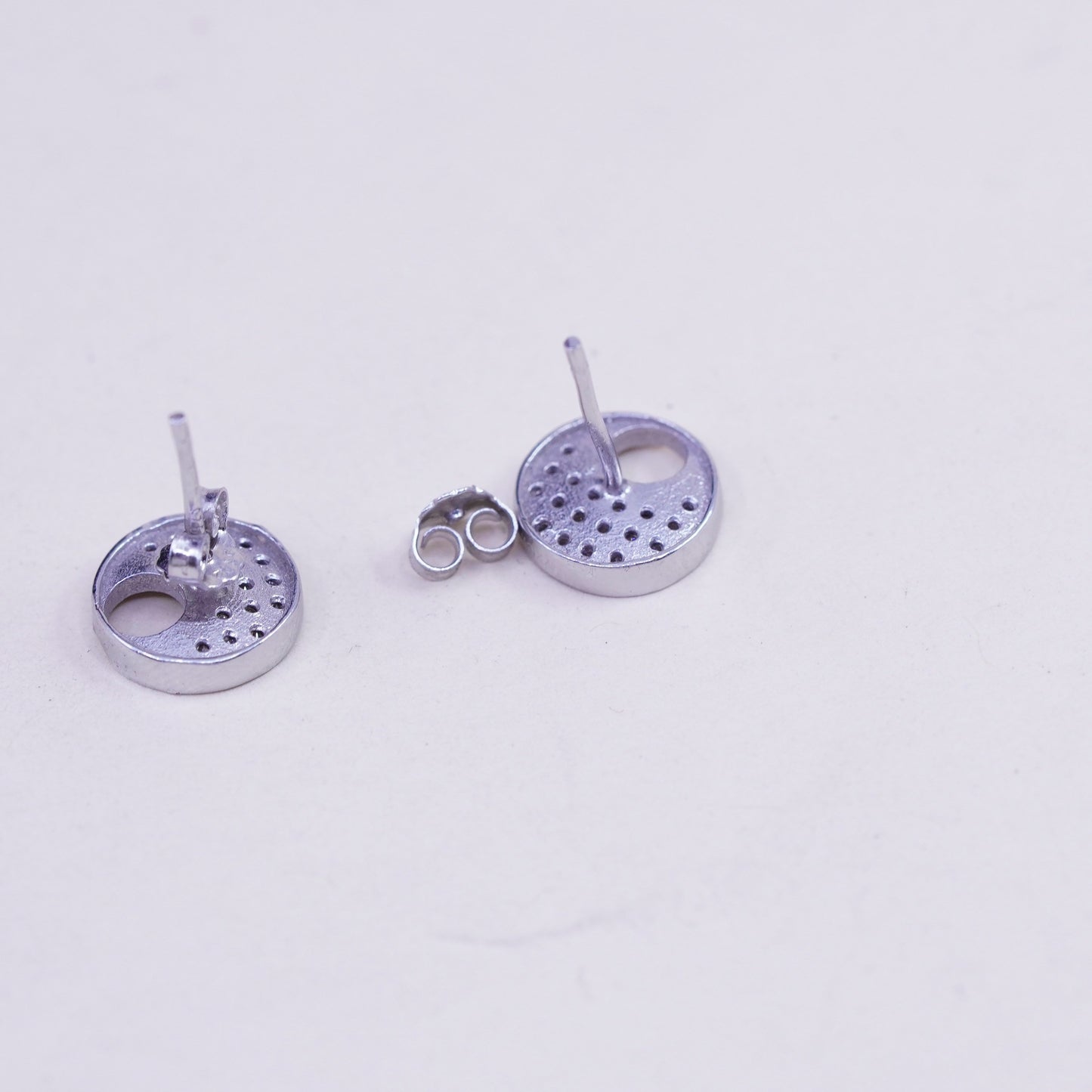 10mm, Vintage sterling 925 silver genuine moon cz studs, earrings