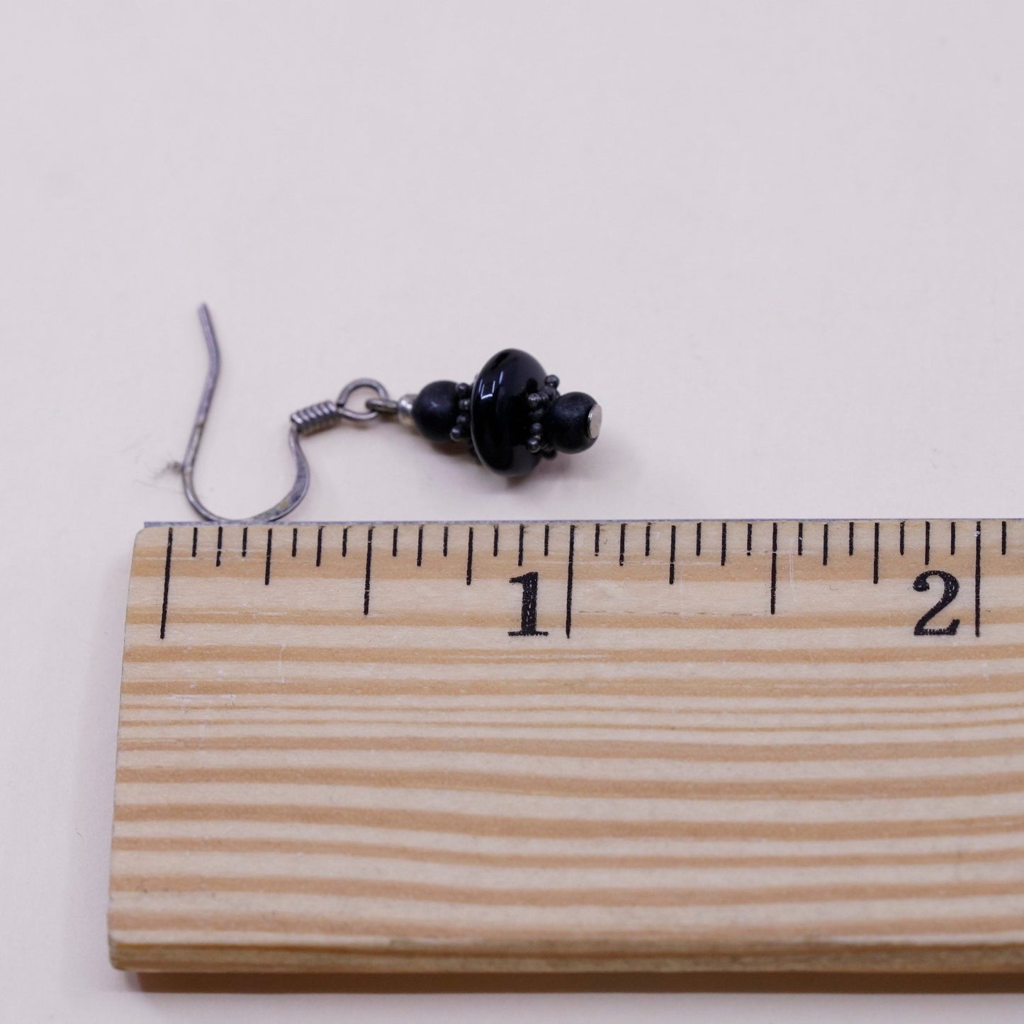 Vintage Sterling 925 silver handmade earrings with obsidian