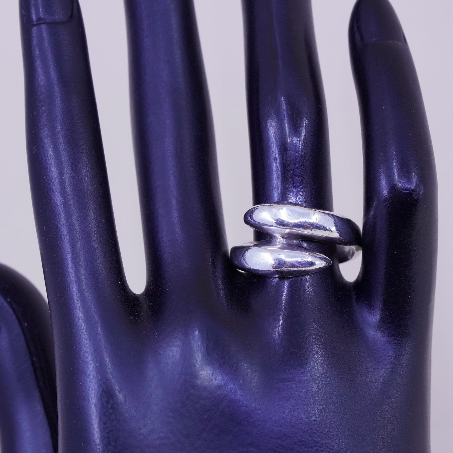 Size 8.5, vintage Sterling silver handmade statement ring, 925 ribbed band