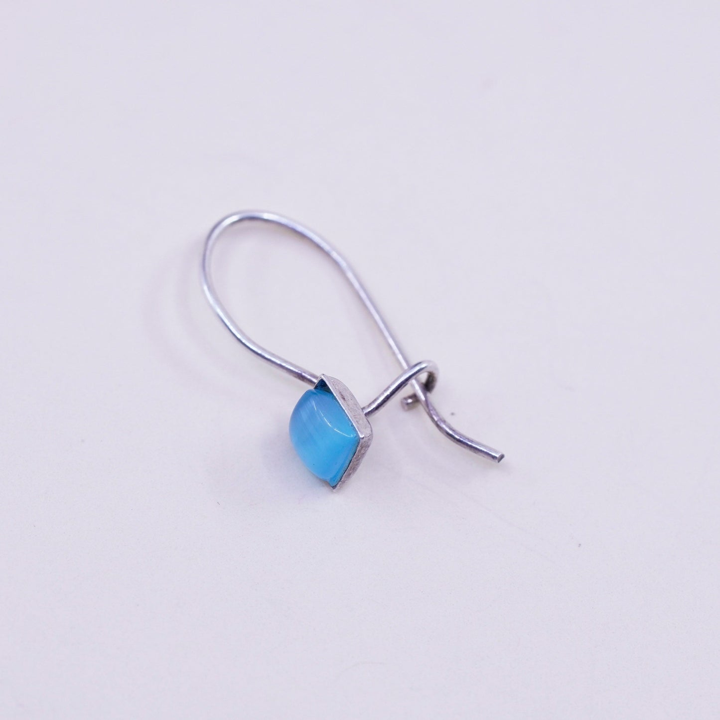 Vintage Sterling silver handmade earrings, 925 hooks w/ blue tiger eye dangles