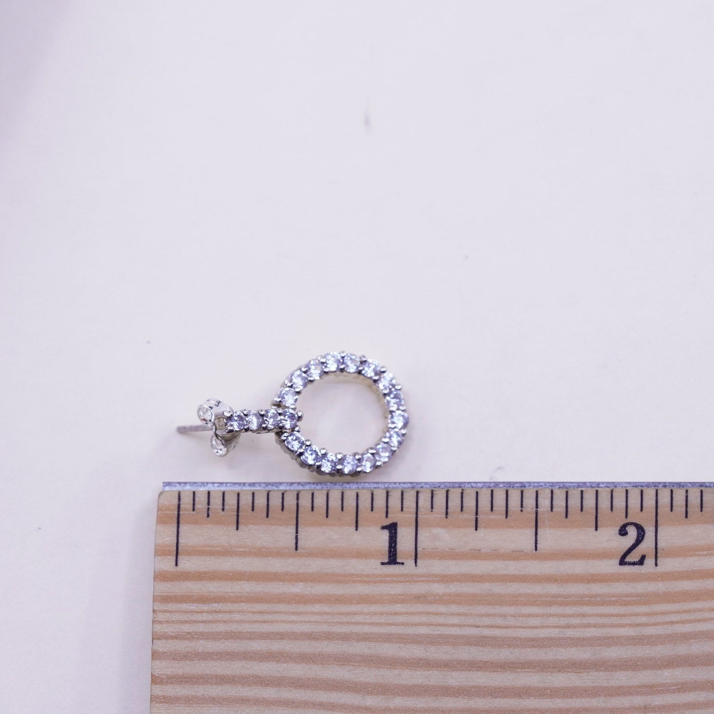 Vintage sterling silver handmade earrings, 925 teardrop with CZ