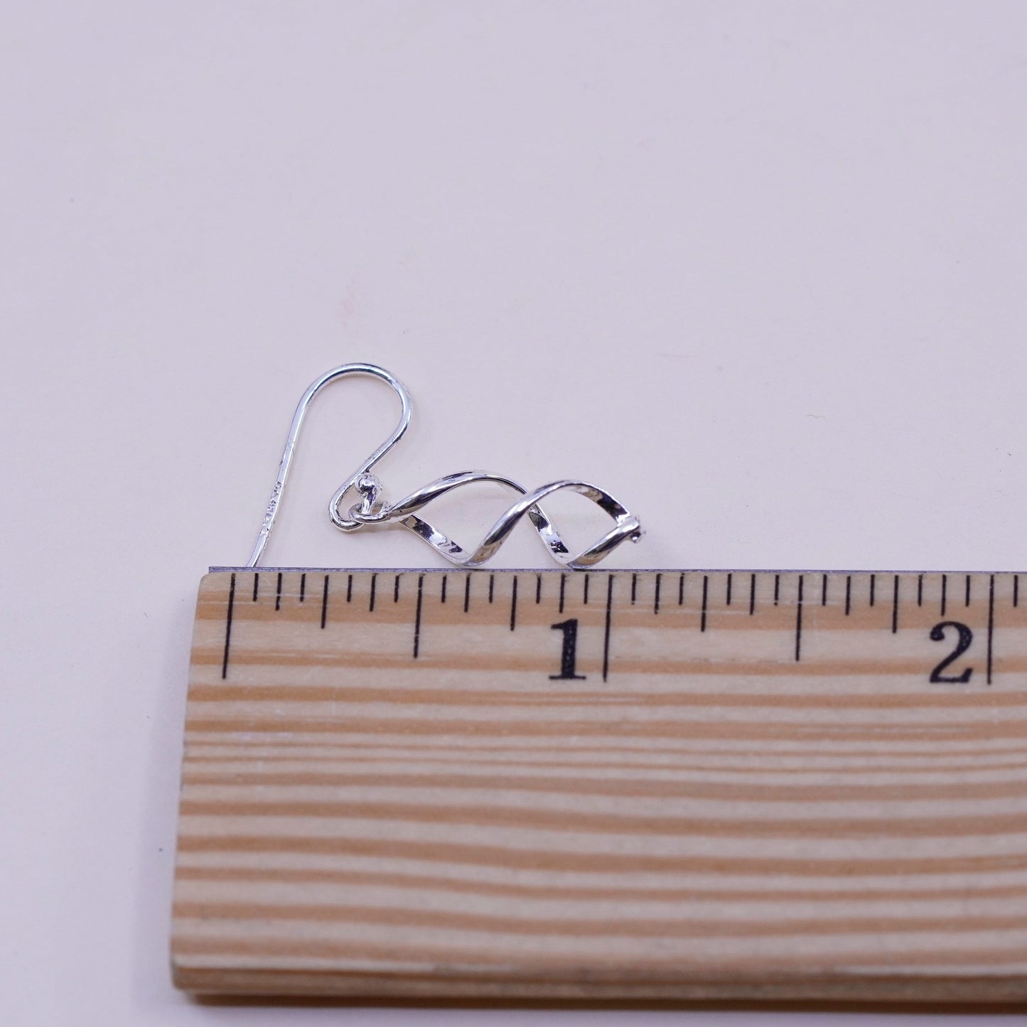 Vintage sterling silver handmade earrings, 925 twisted dangles