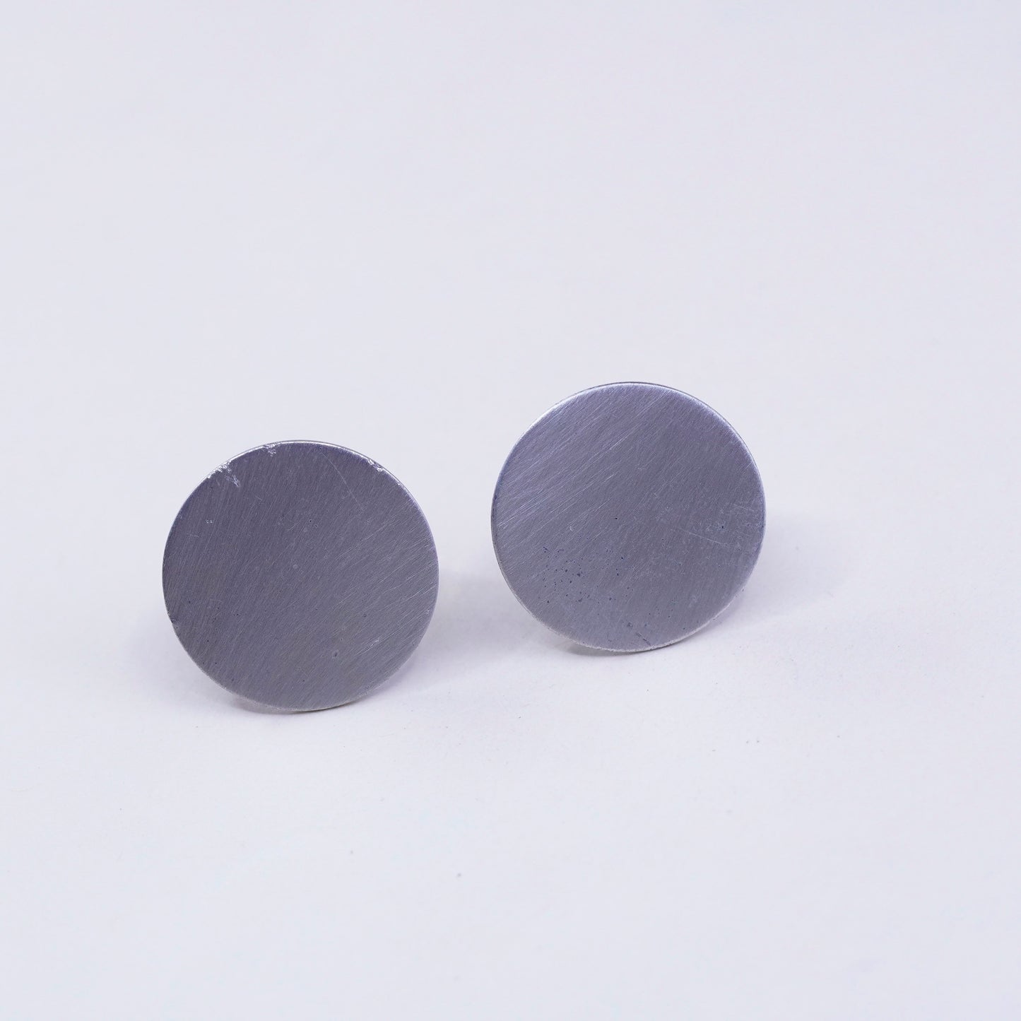 Vintage Sterling silver handmade earrings, matte 925 screw back earrings