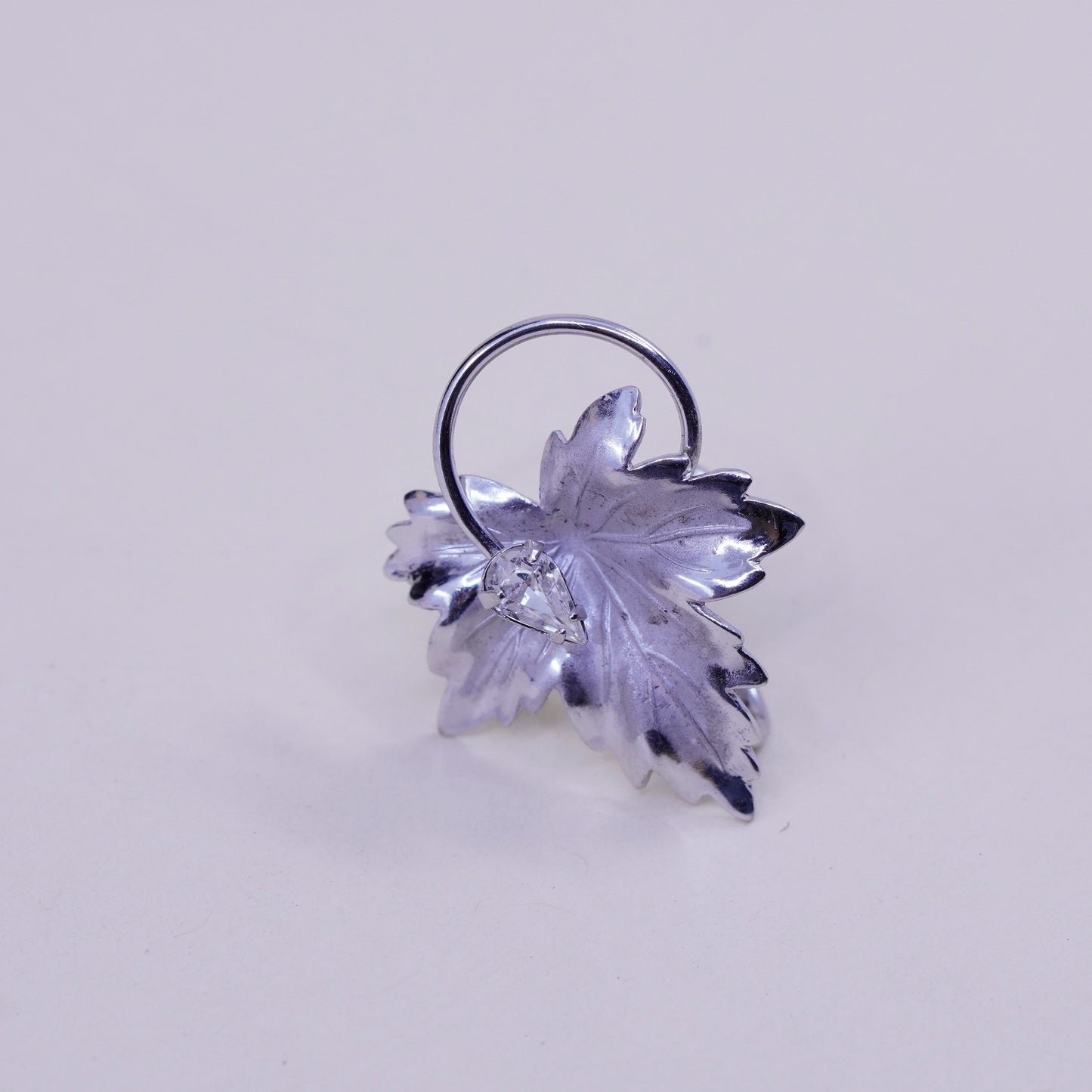 vtg CA Sterling silver handmade earrings, 925 screw back earrings grape leaf