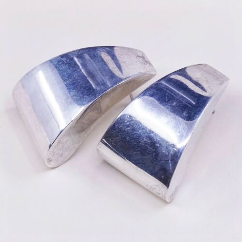 Vtg Mexico Sterling silver handmade Earrings, 925 Modern Studs, Stamped 925