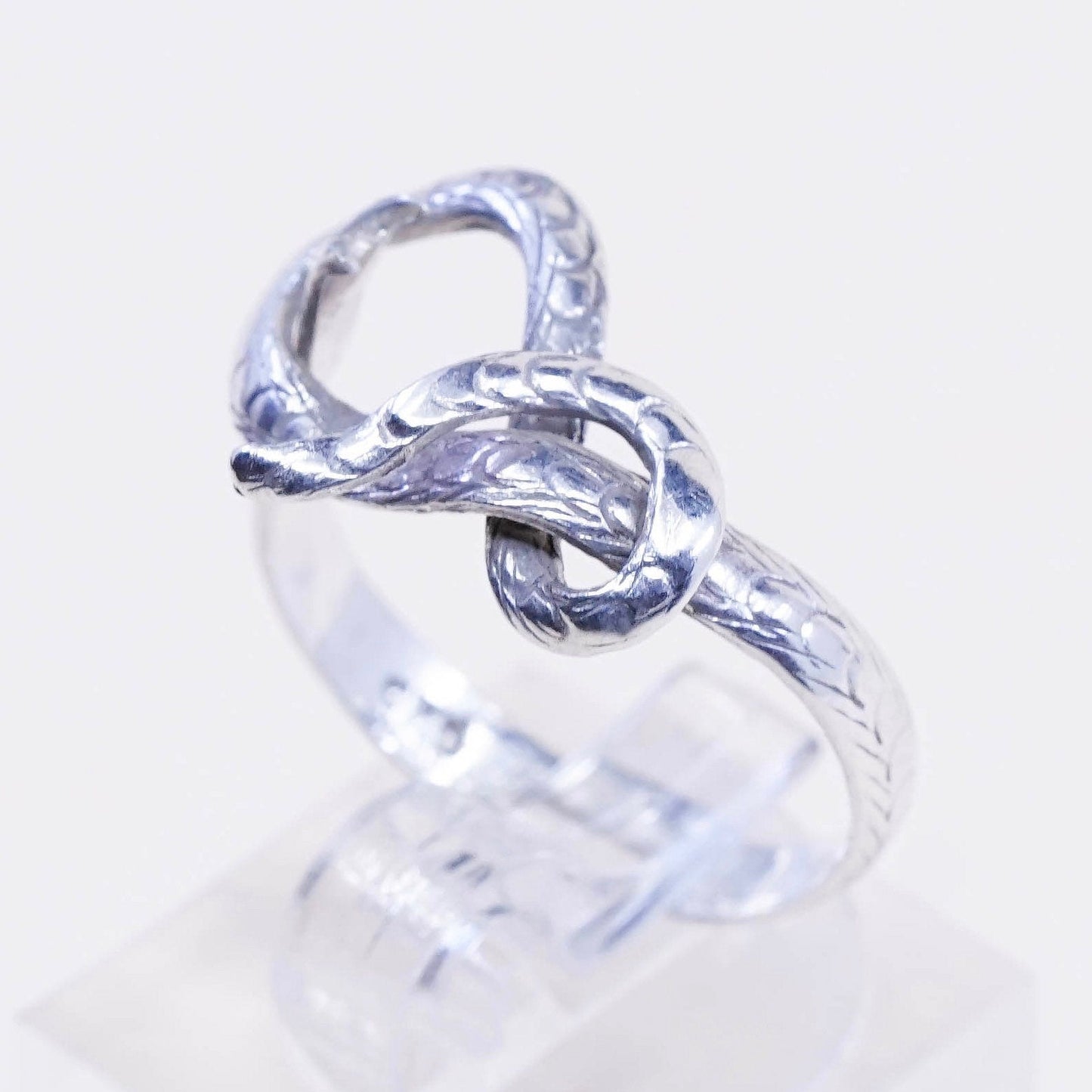Size 7.75, vintage Sterling silver handmade ring, 925 silver snake band