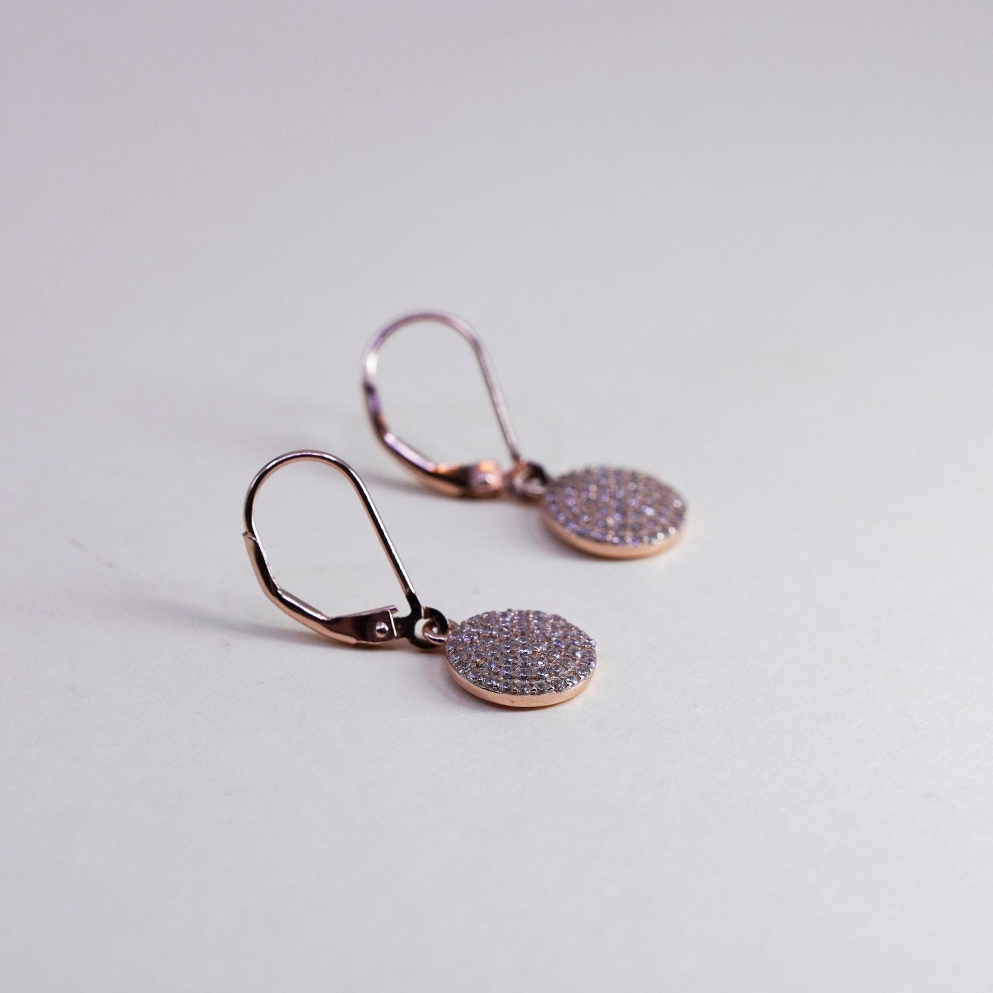 Vintage rose gold over Sterling 925 silver earrings with cluster cz