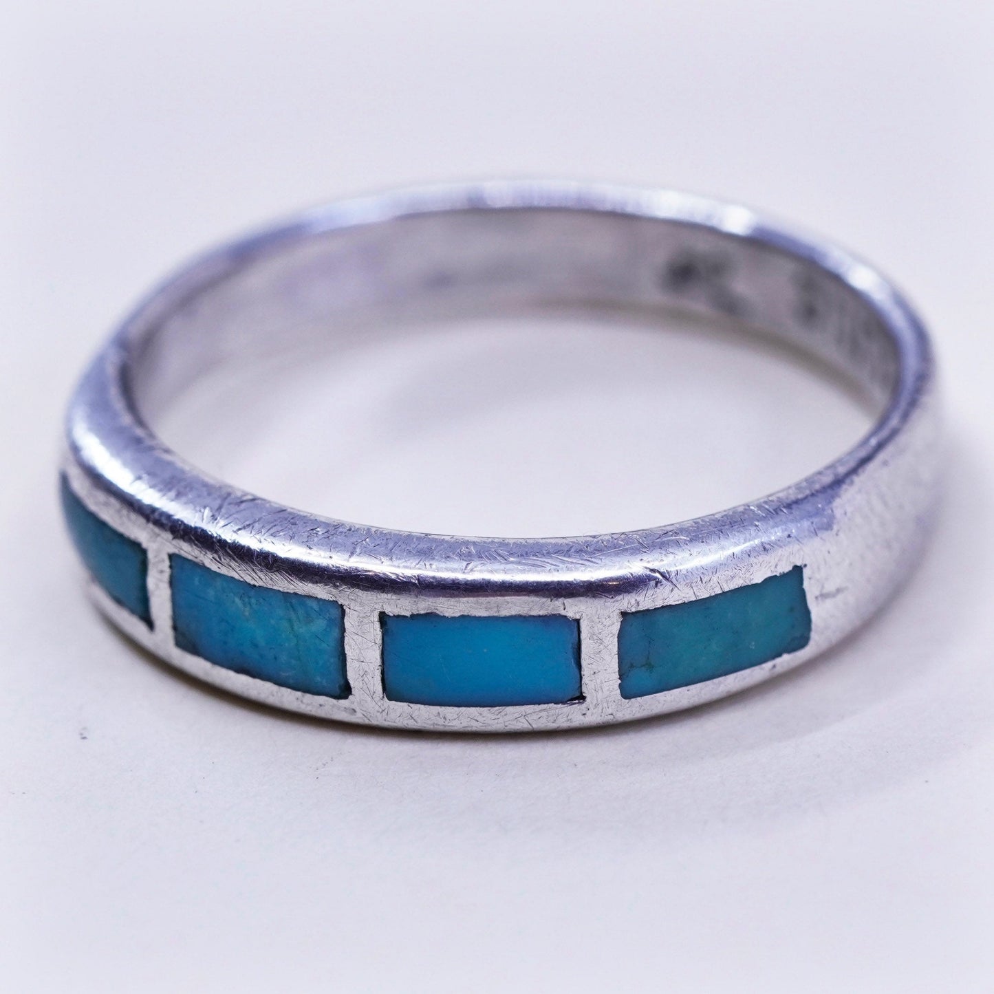 sz 8, Native American bell trading post sterling silver ring 925 band turquoise