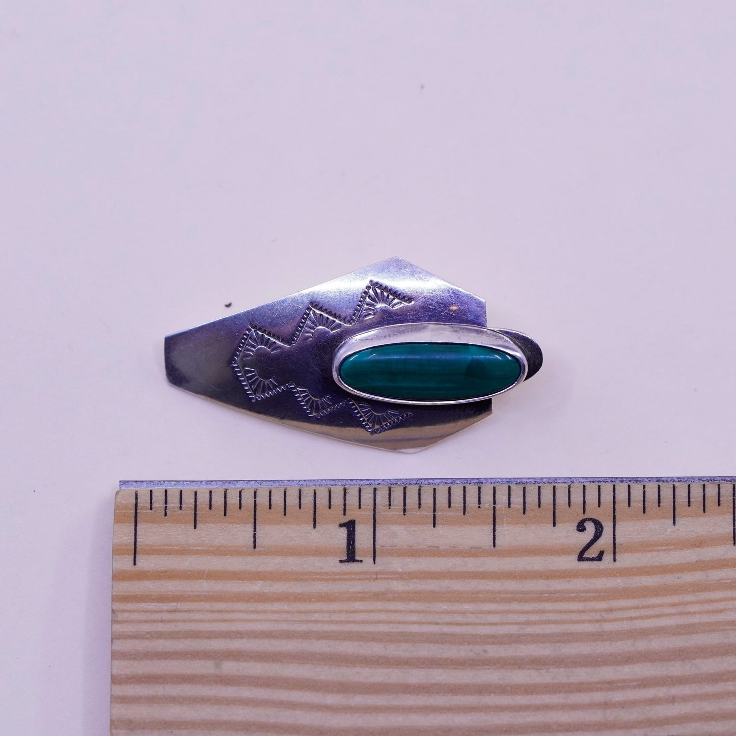 vtg Murray Jackson Native American sterling silver handmade malachite earrings