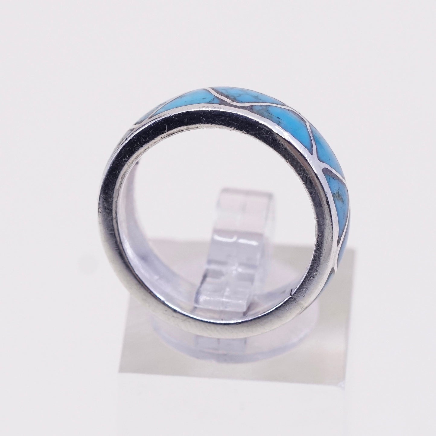 sz 7, navajo James Martin handmade Sterling silver ring, 925 band w/ turquoise