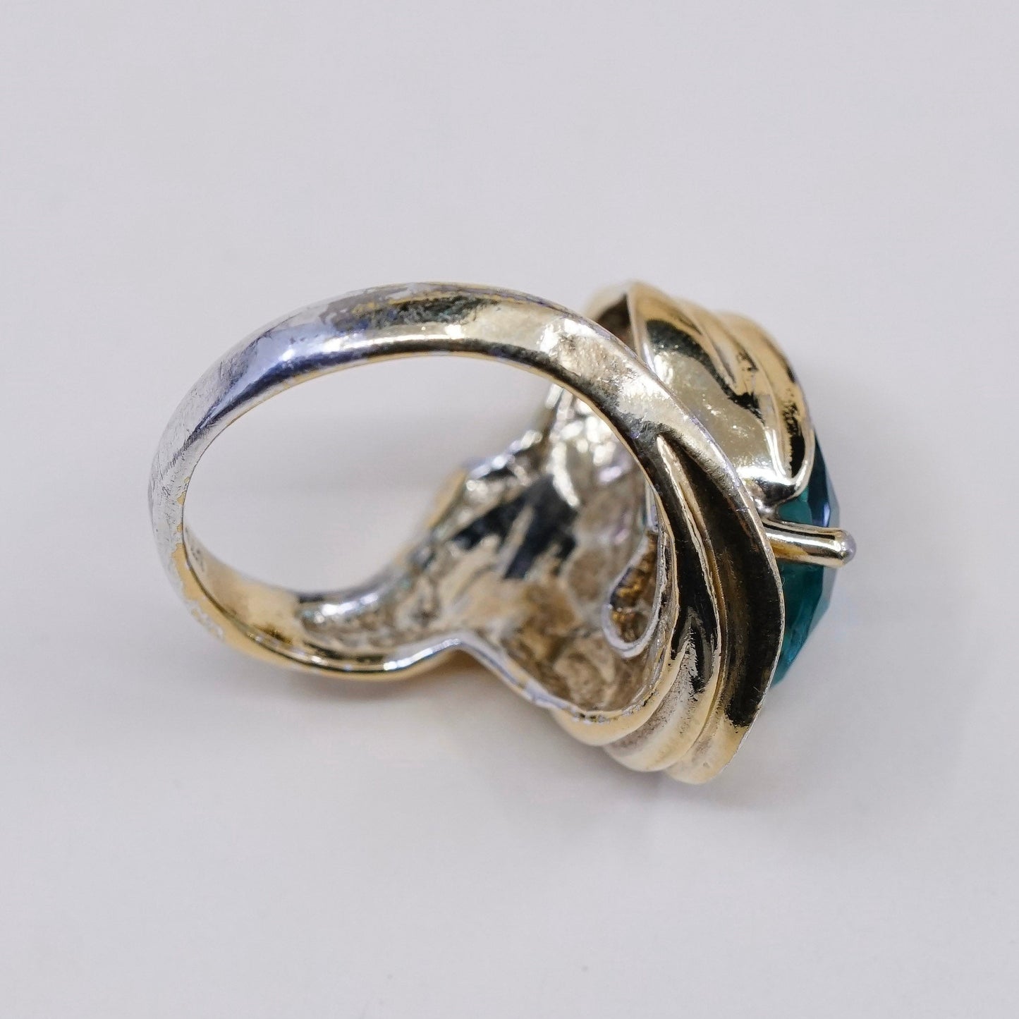 Size 6, UTC vermeil gold over sterling silver handmade ring w/ teardrop peridot