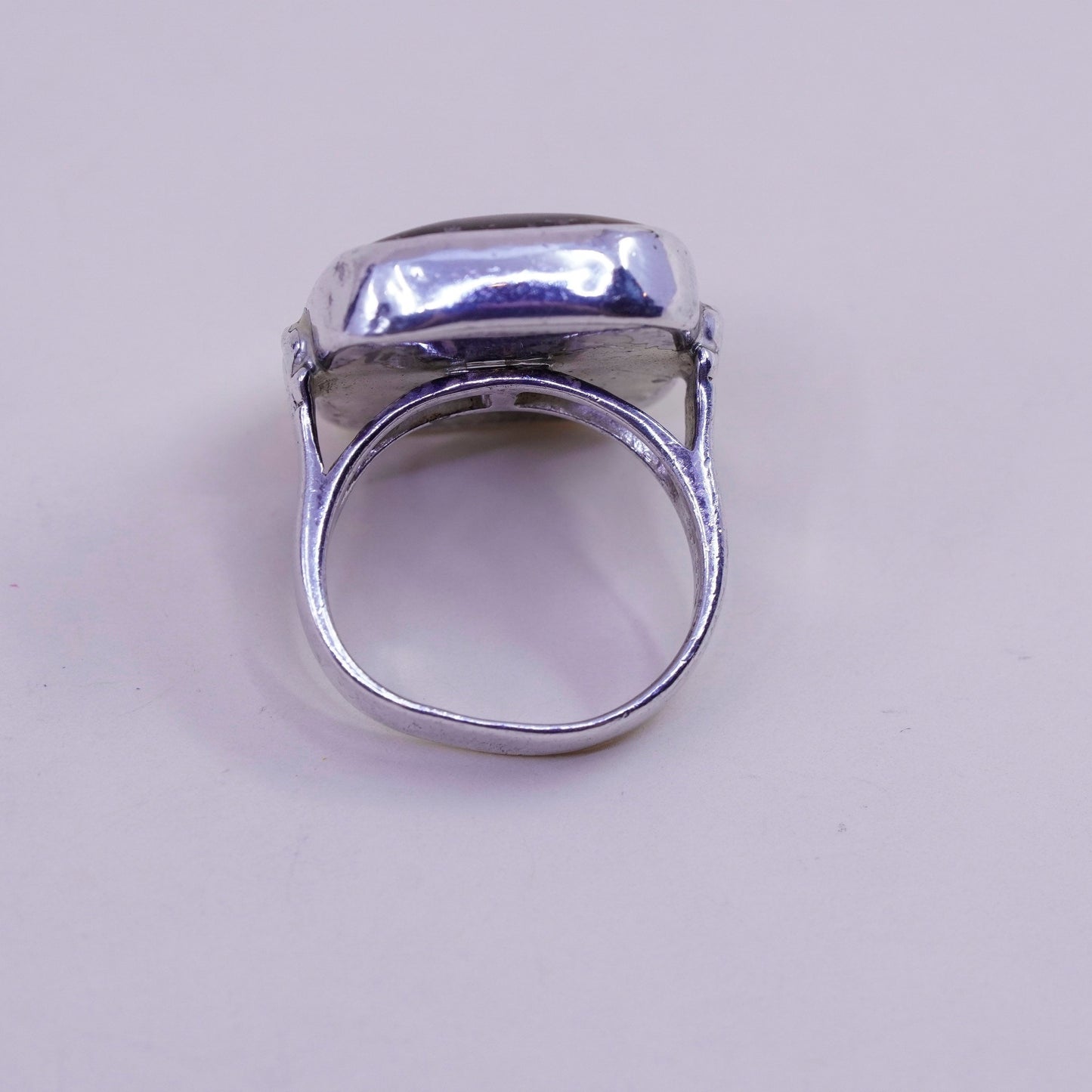 Size 7, Vintage sterling silver ring, handmade 925 band square golden tiger eye
