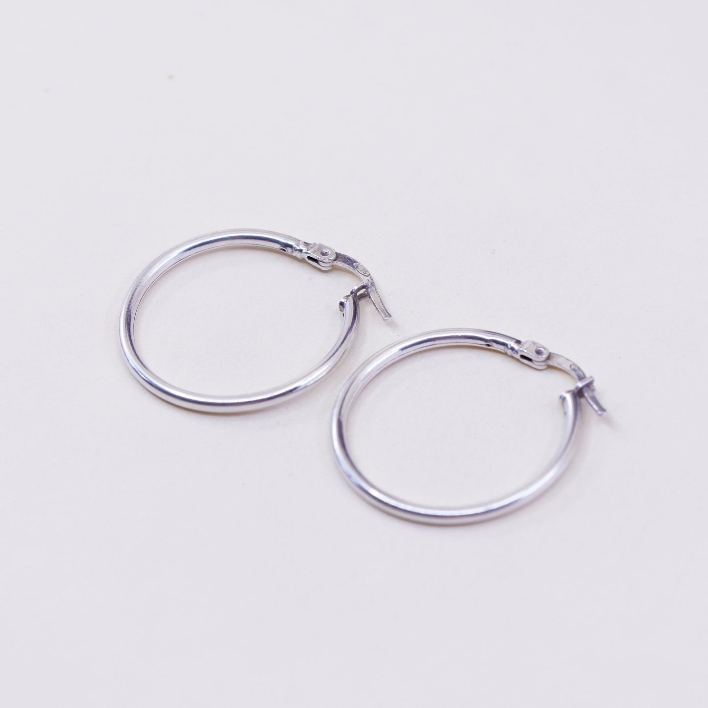 1”, Vintage sterling silver loop earrings, fashion minimalist primitive hoops
