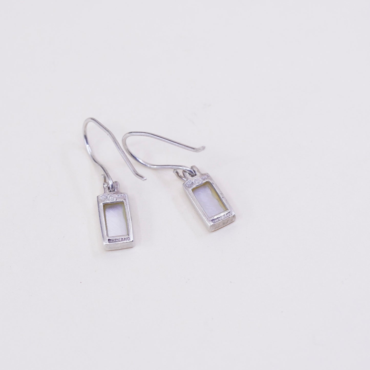 Vintage sterling 925 silver handmade earrings with white Mother of pearl