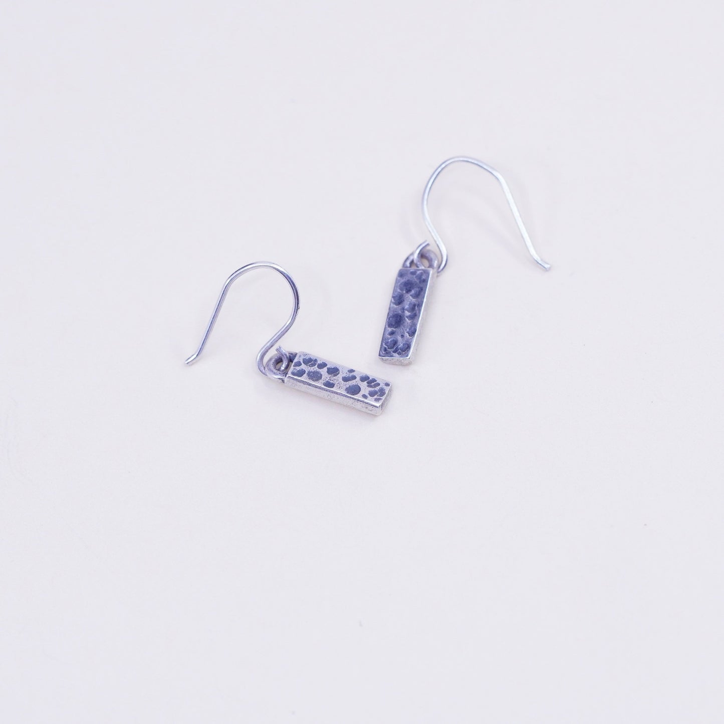 Vintage Hammered Drop Sterling 925 Silver hammered Earrings