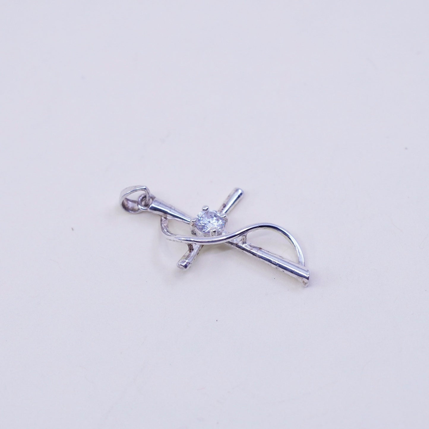 Vintage sterling silver pendant, 925 cross with Cz