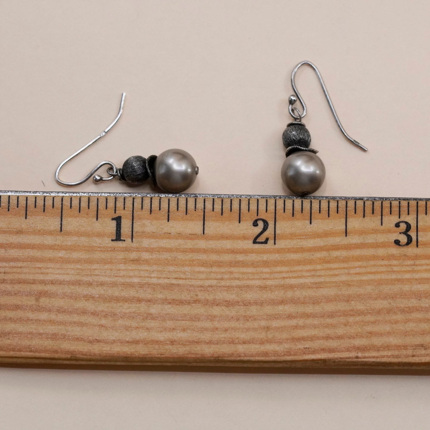 Vintage Sterling silver handmade earrings, 925 hooks with pearl drops