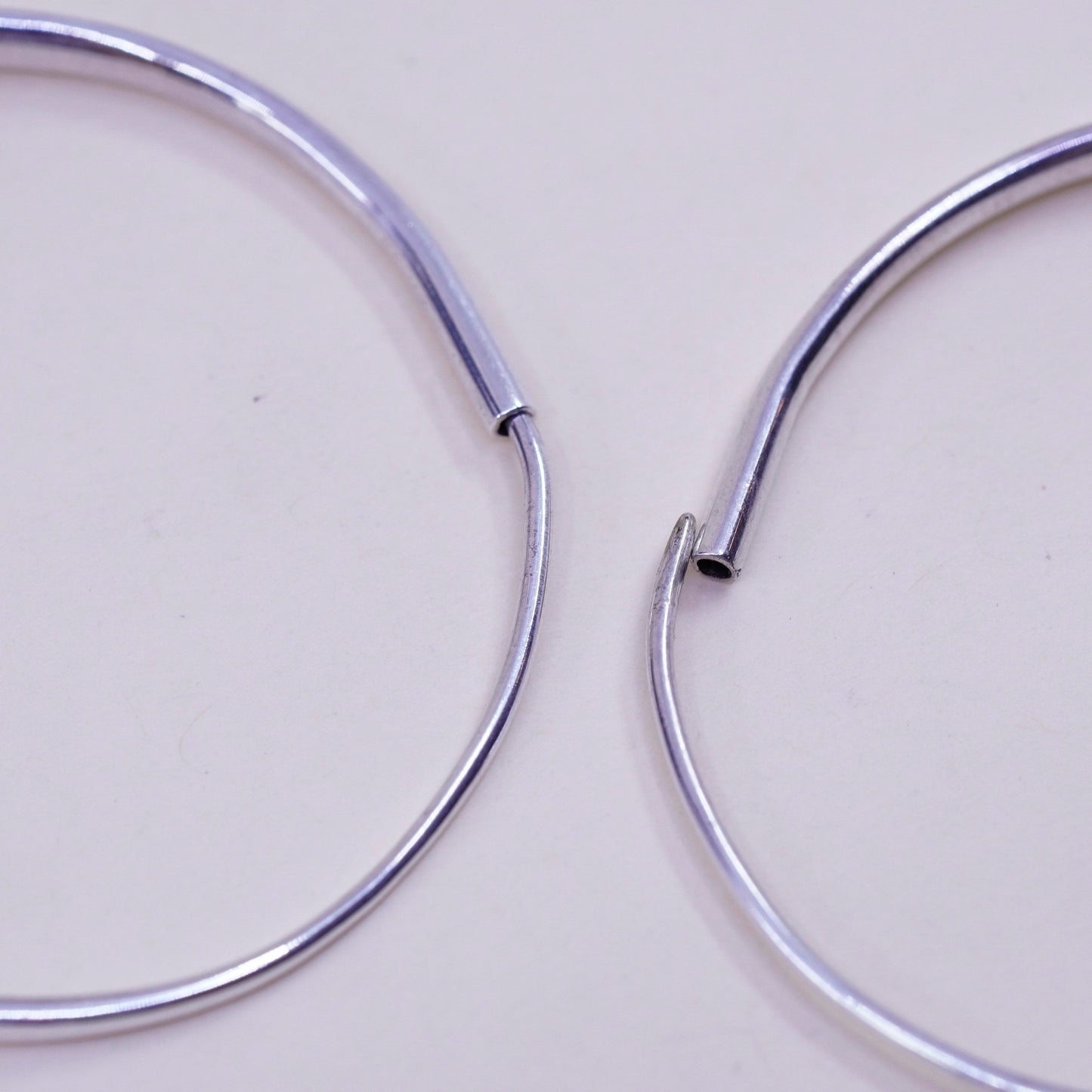 1.5” Vintage sterling silver loop earrings, fashion minimalist primitive hoops