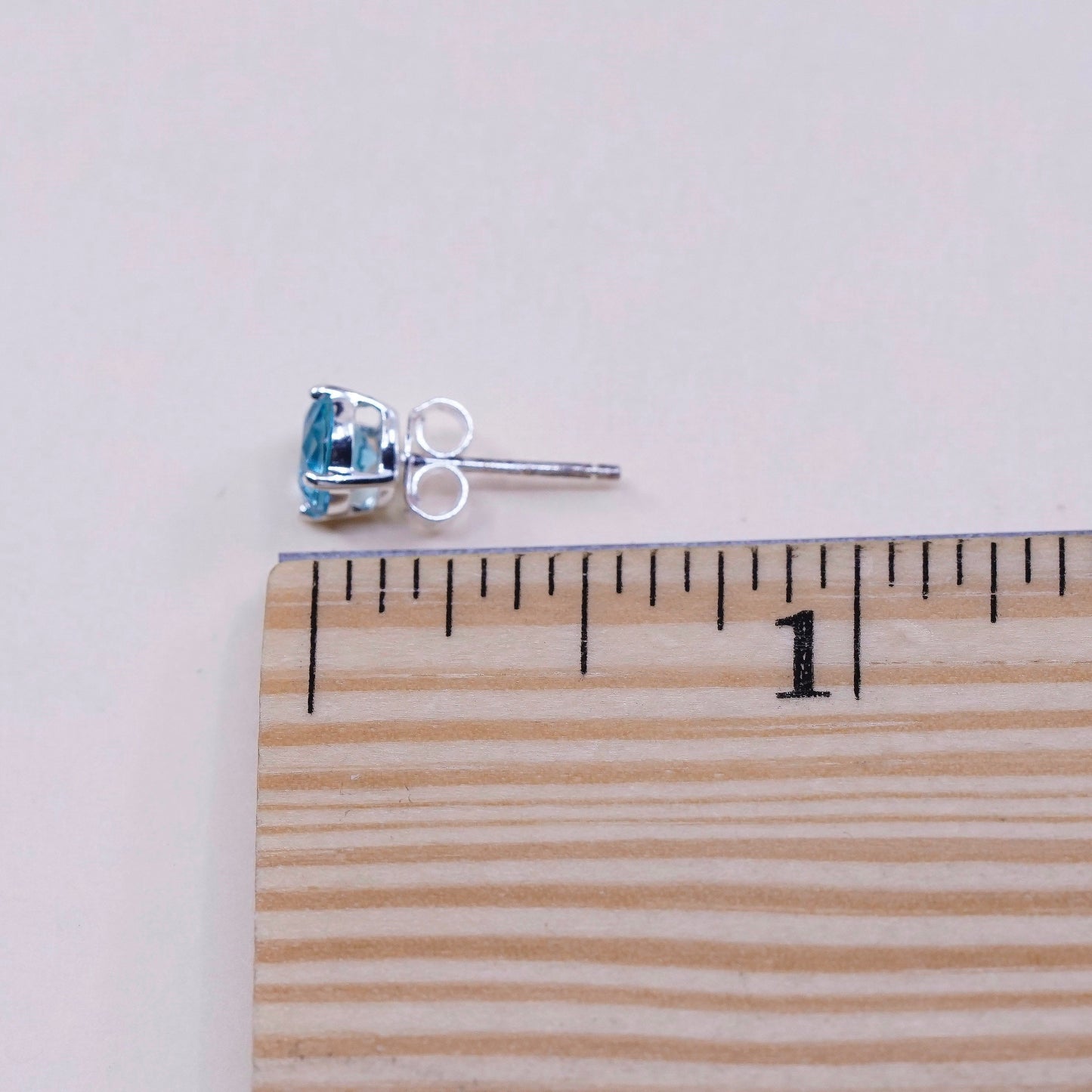 sterling silver earrings with blue topaz details, 925 silver studs, stamped 925