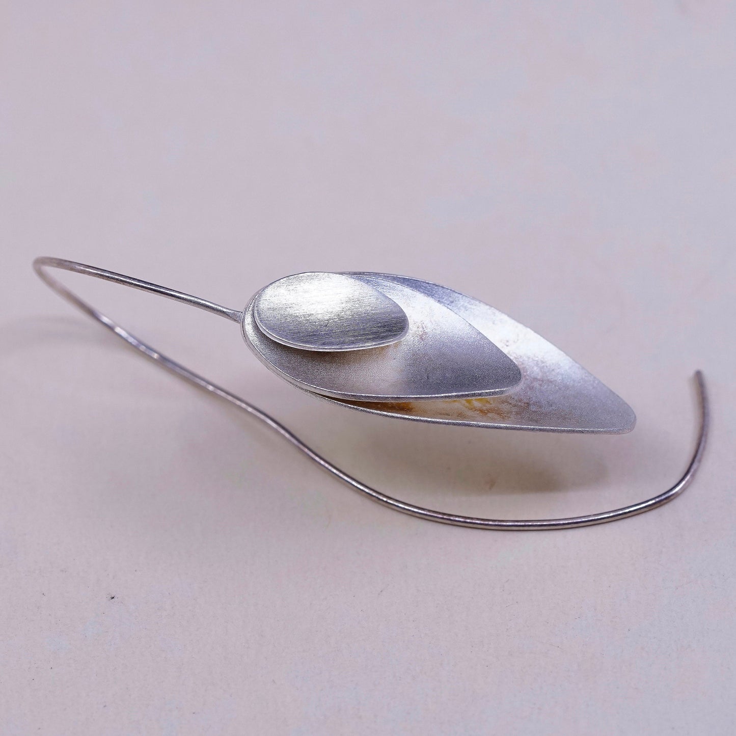 vtg Kathy Lynn Mayeda Sterling silver handmade earrings 925 modern leaves leafy