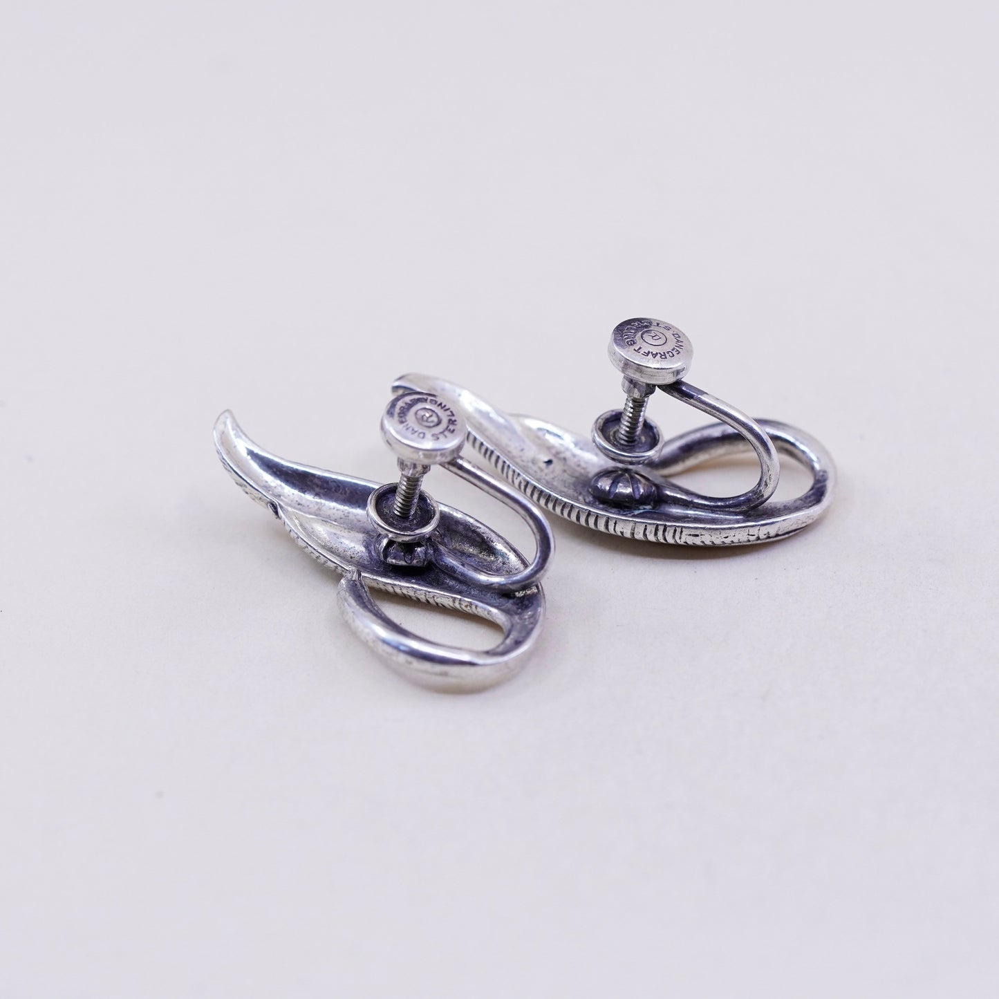 vtg danecraft Sterling silver handmade earrings 925 screw back earrings w/ leaf