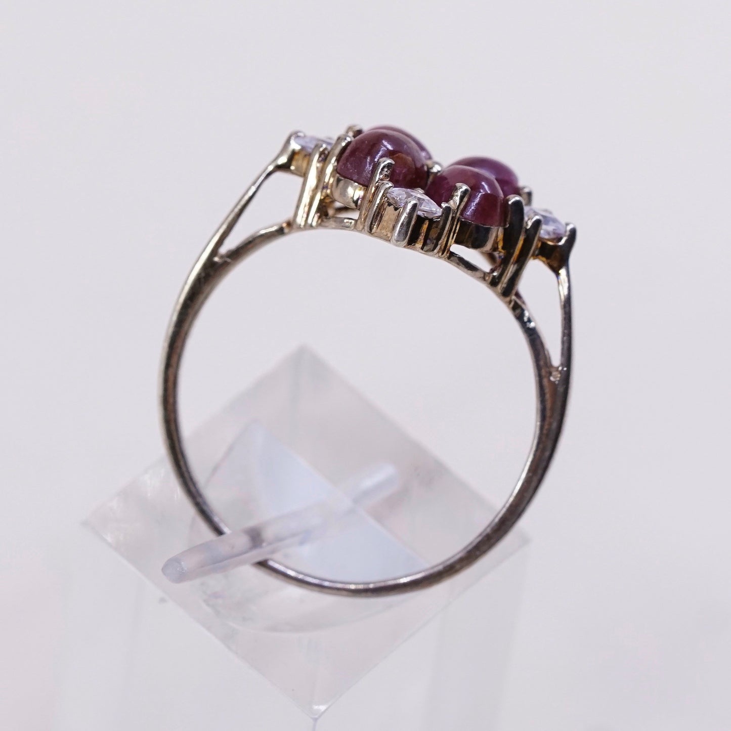 sz 10, Vermeil gold over sterling 925 silver flower ring w/ gold and Cz