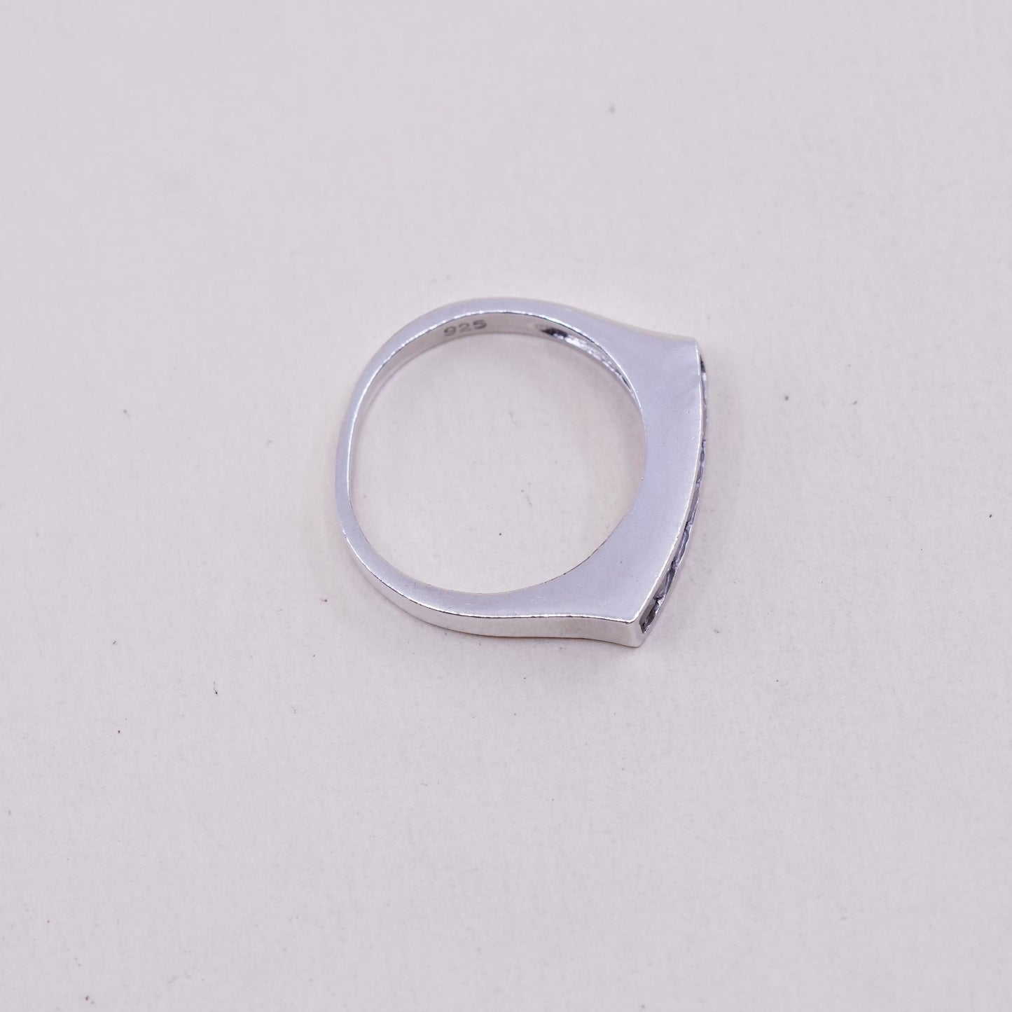 sz 8.5, rosa basha sterling 925 silver ring w/ cluster square CZ stackable band
