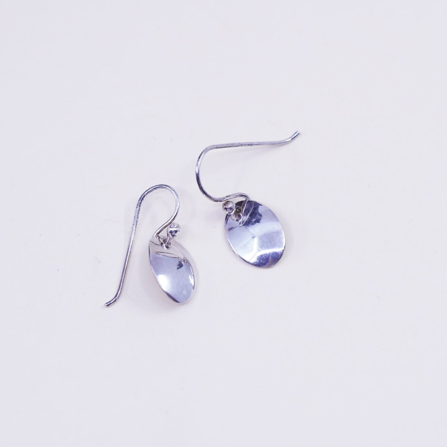 Vintage far fetched Hammered Drop Disc Sterling 925 Silver Earrings