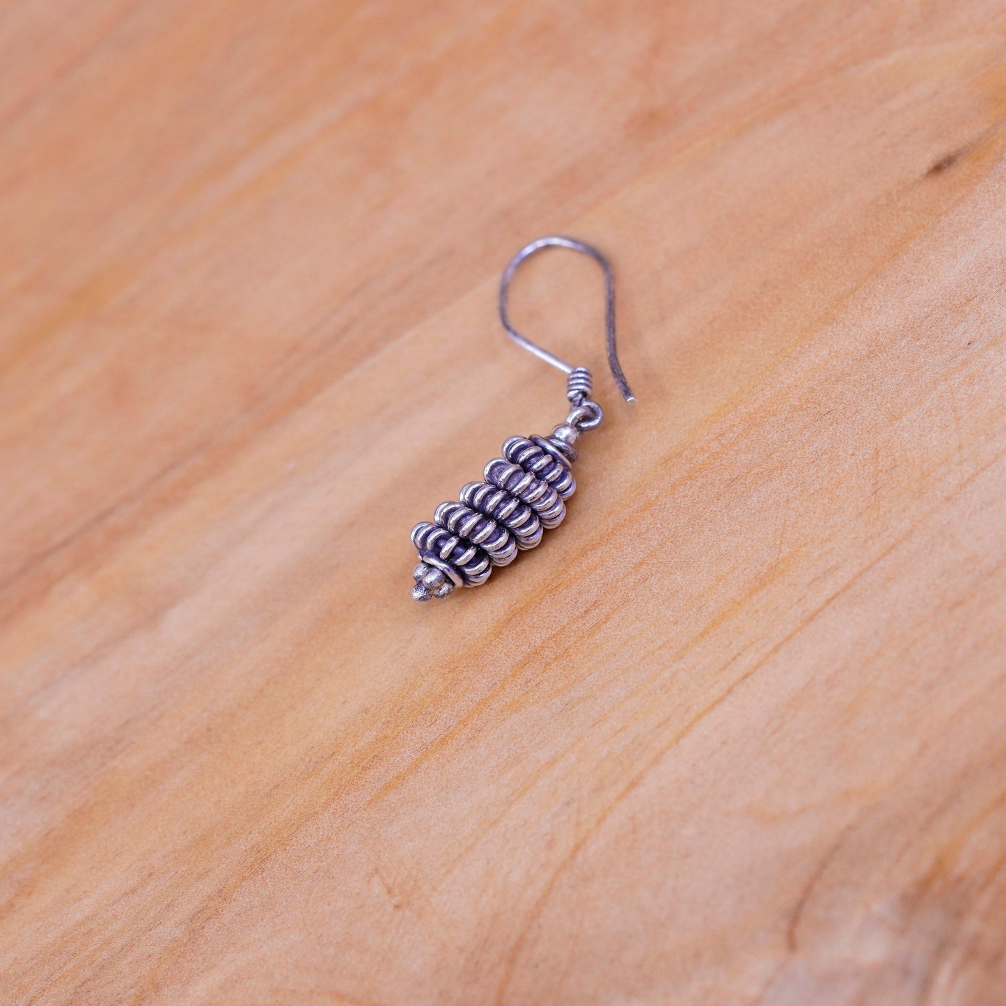 Vintage Sterling silver handmade earrings, 925 cable beads drops
