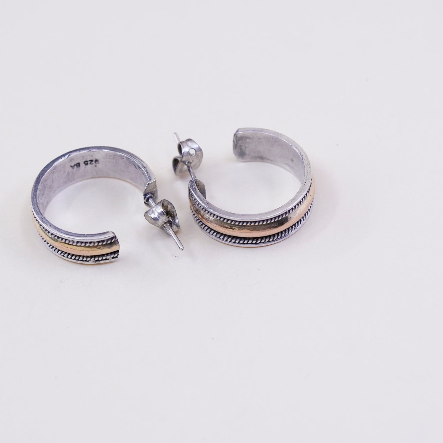 0.75”, BA Suarti 14K gold accent sterling 925 silver earrings, Huggie hoops