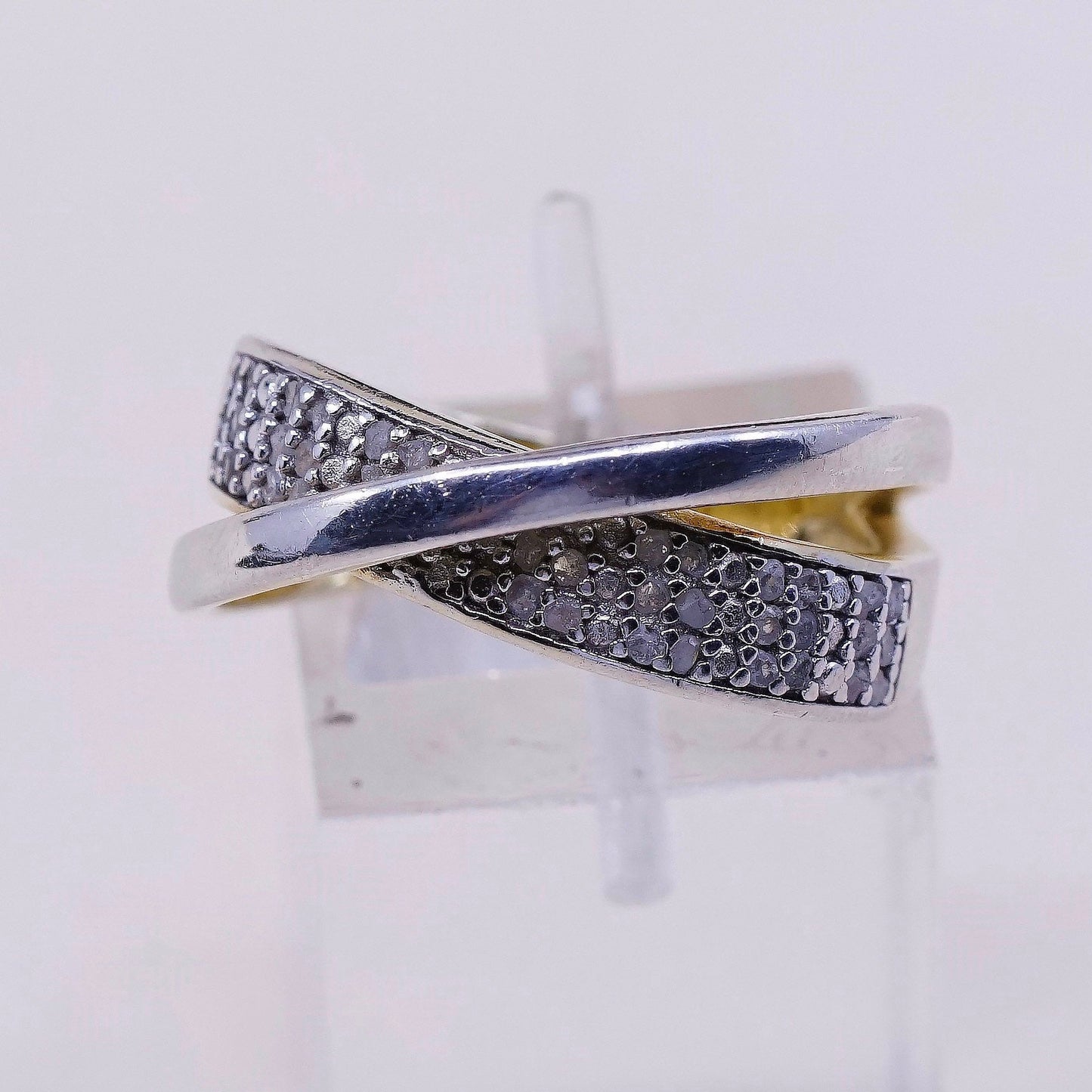 sz 7, DBJ vermeil gold over Sterling silver ring, 925 band w/ cluster diamond