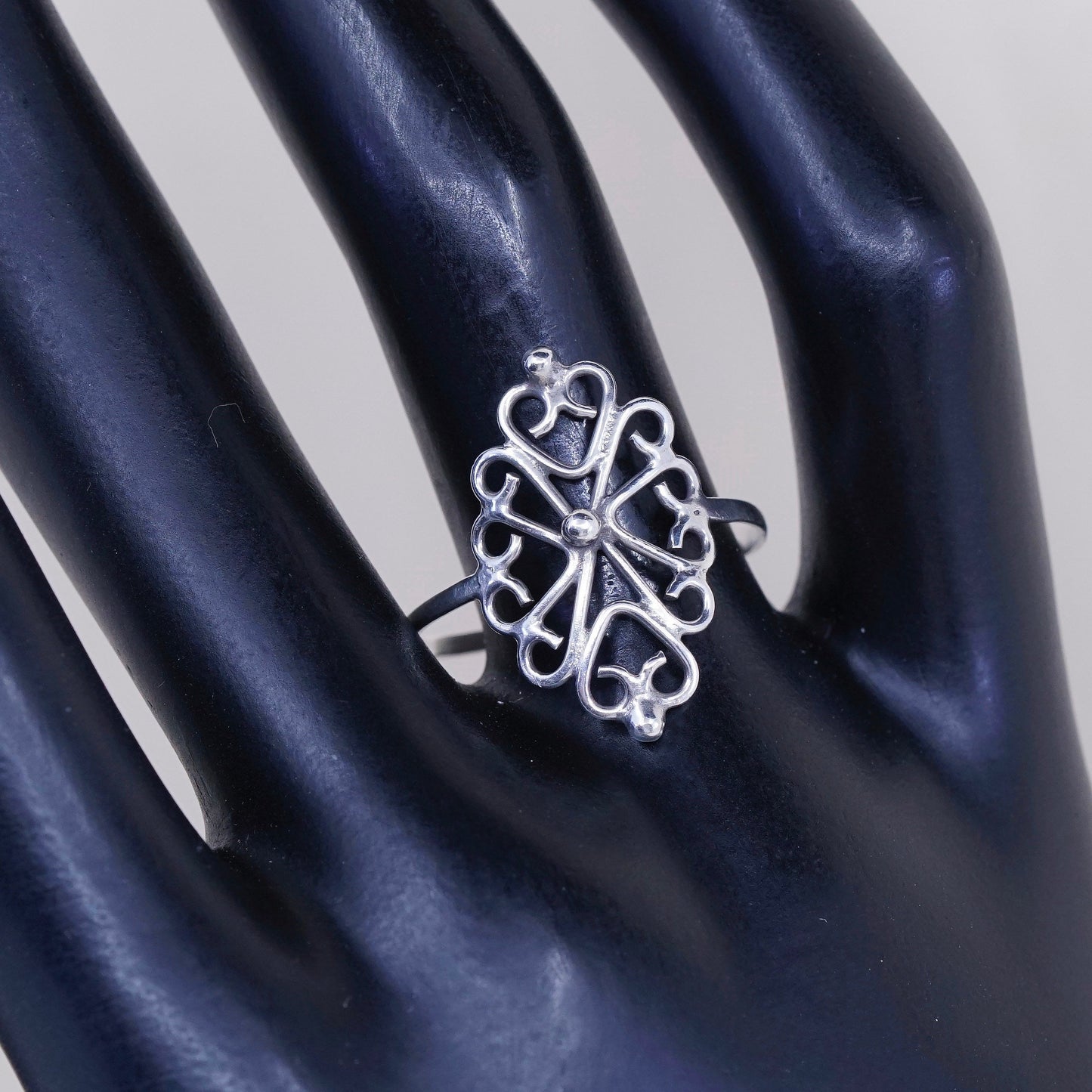 Size 9.25, Vintage sterling silver handmade wired ring, 925 filigree band