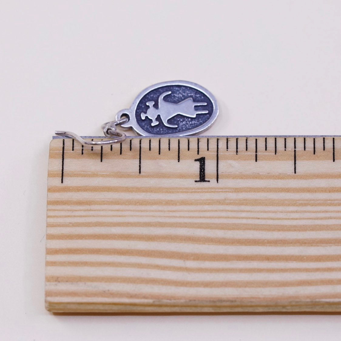 vtg Native American hopi sterling silver handmade earrings 925 figure tag drops