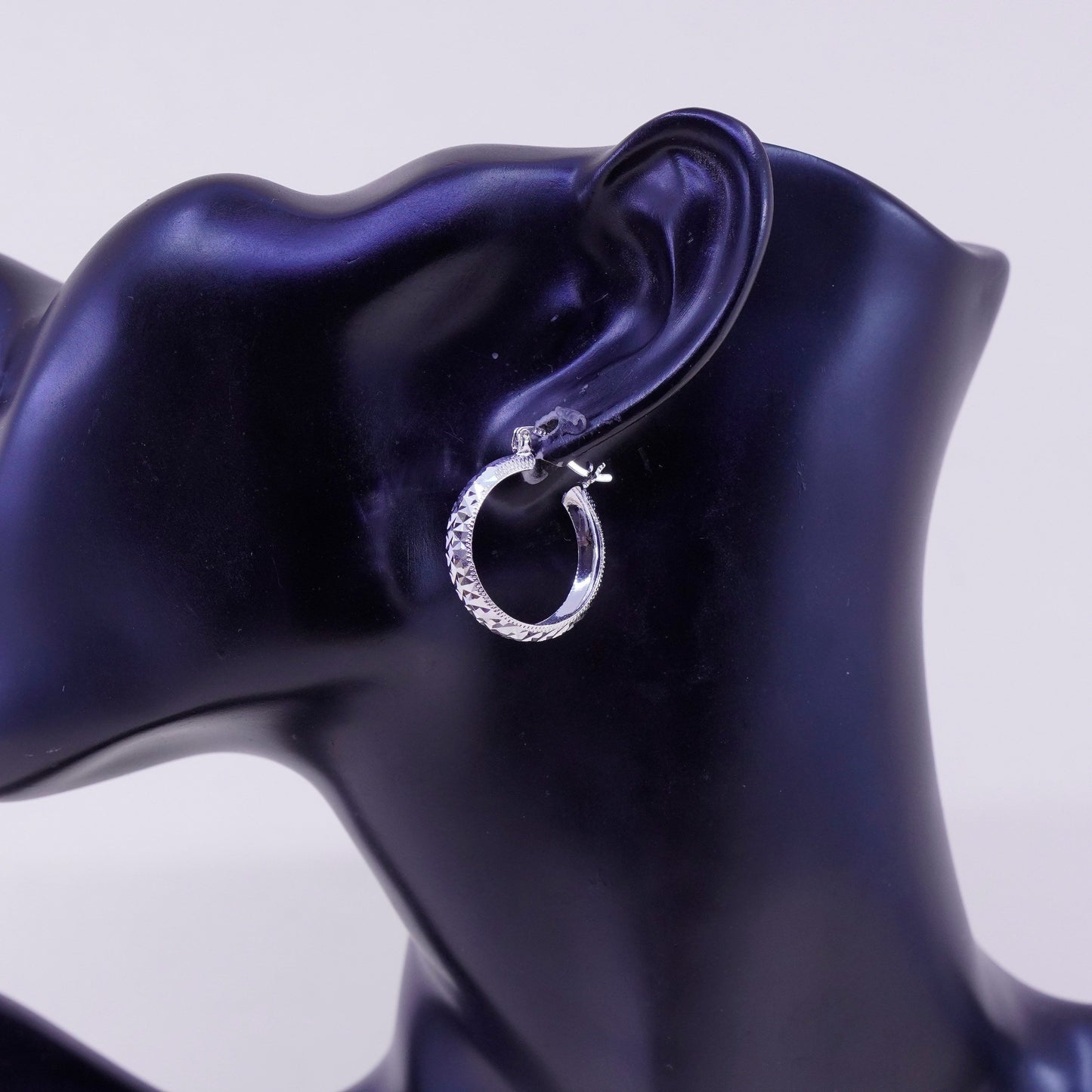0.75”, sterling 925 silver loop earrings, minimalist primitive textured hoops