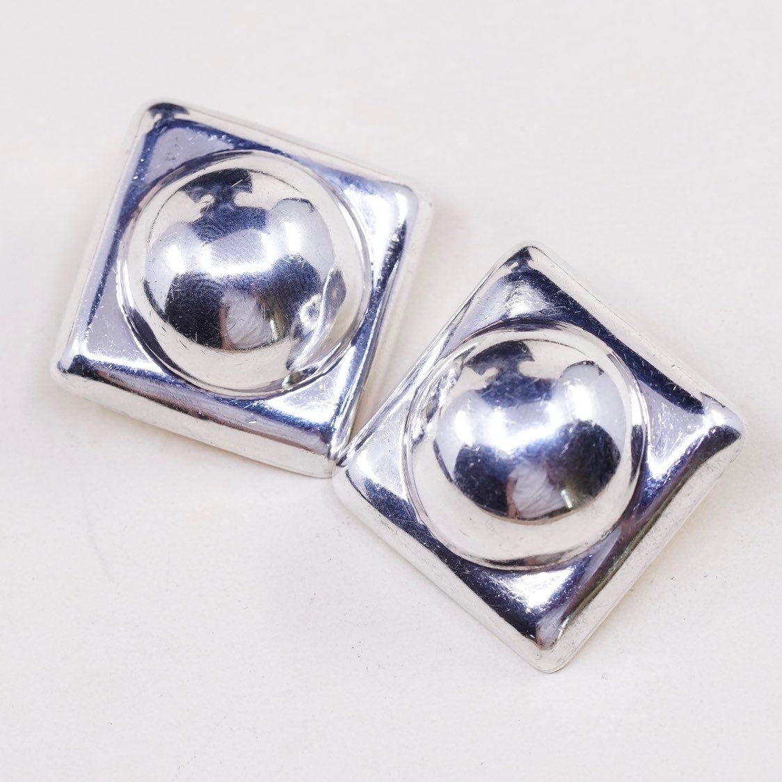 Vintage Zina Sterling silver clip on earrings, Modern 925 silver with beads