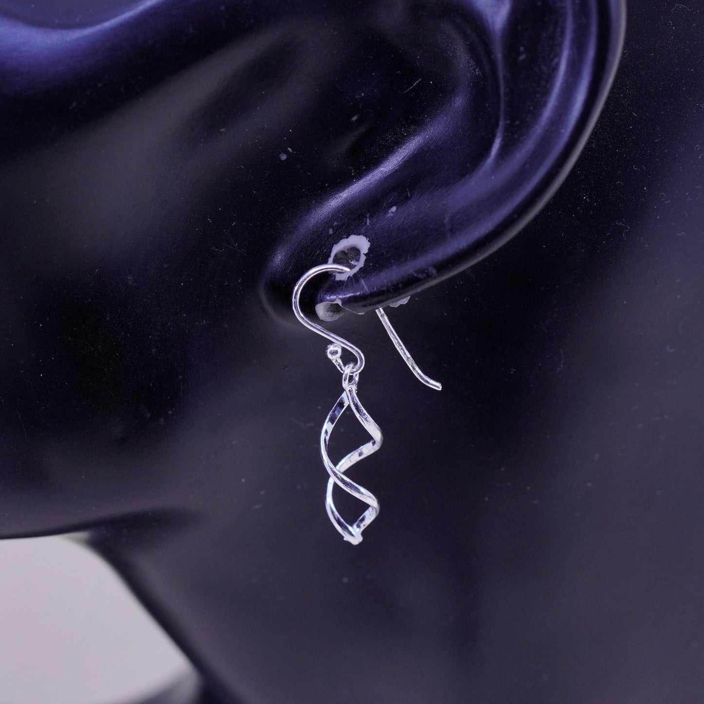 Vintage sterling silver handmade earrings, 925 twisted dangles