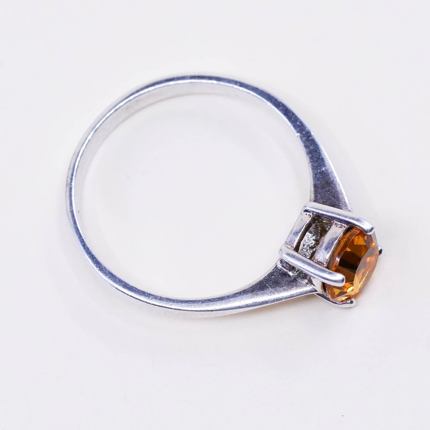 Size 7, vintage Sterling silver handmade ring, stackable 925 with citrine