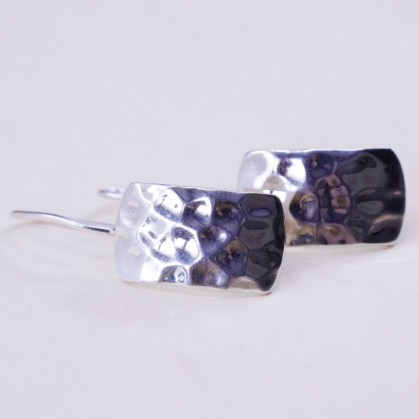 Vintage W0991 Retired Silpada Sterling 925 Silver Hammered rectangular Earrings