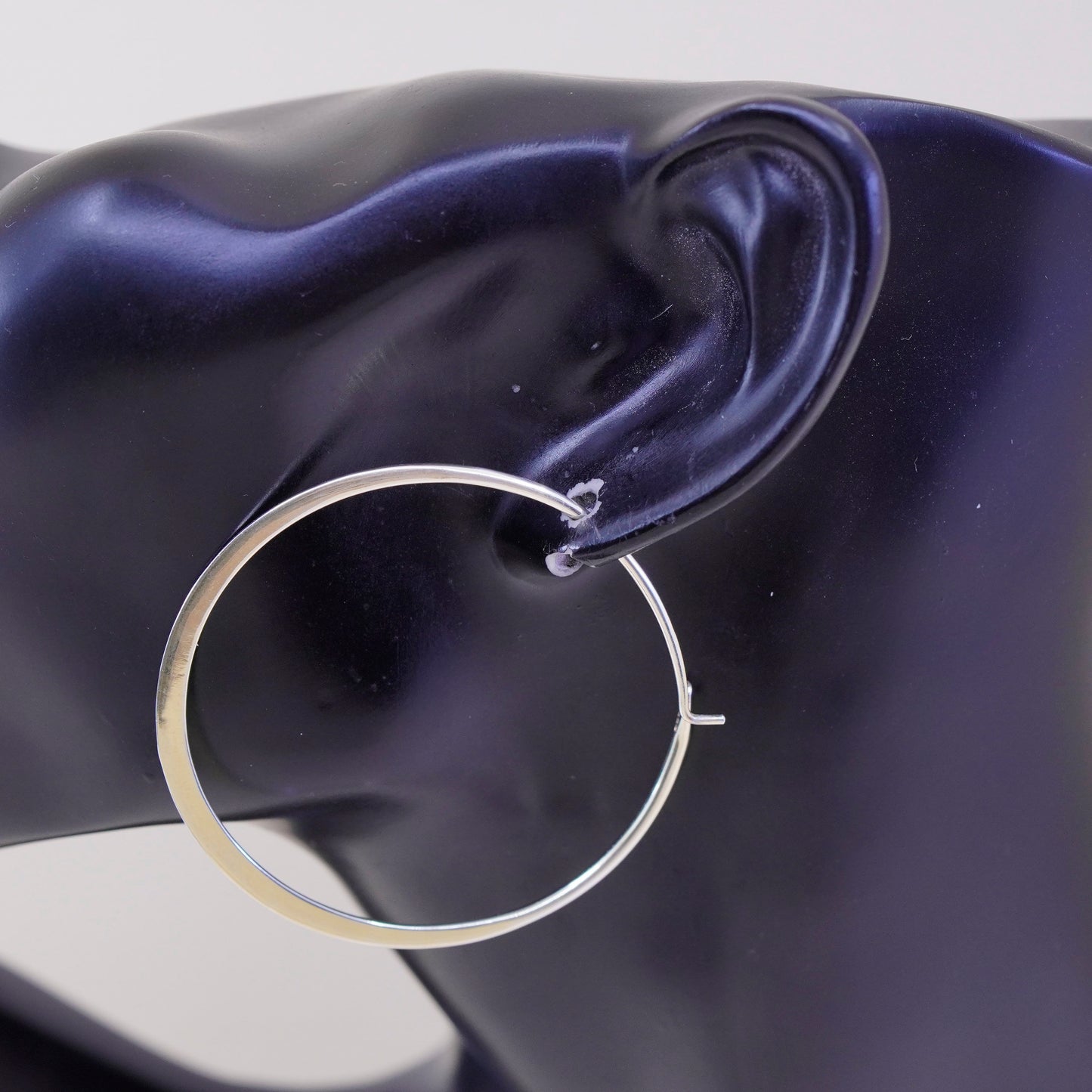 1.75” vermeil gold over sterling silver earrings, primitive flatten hoops