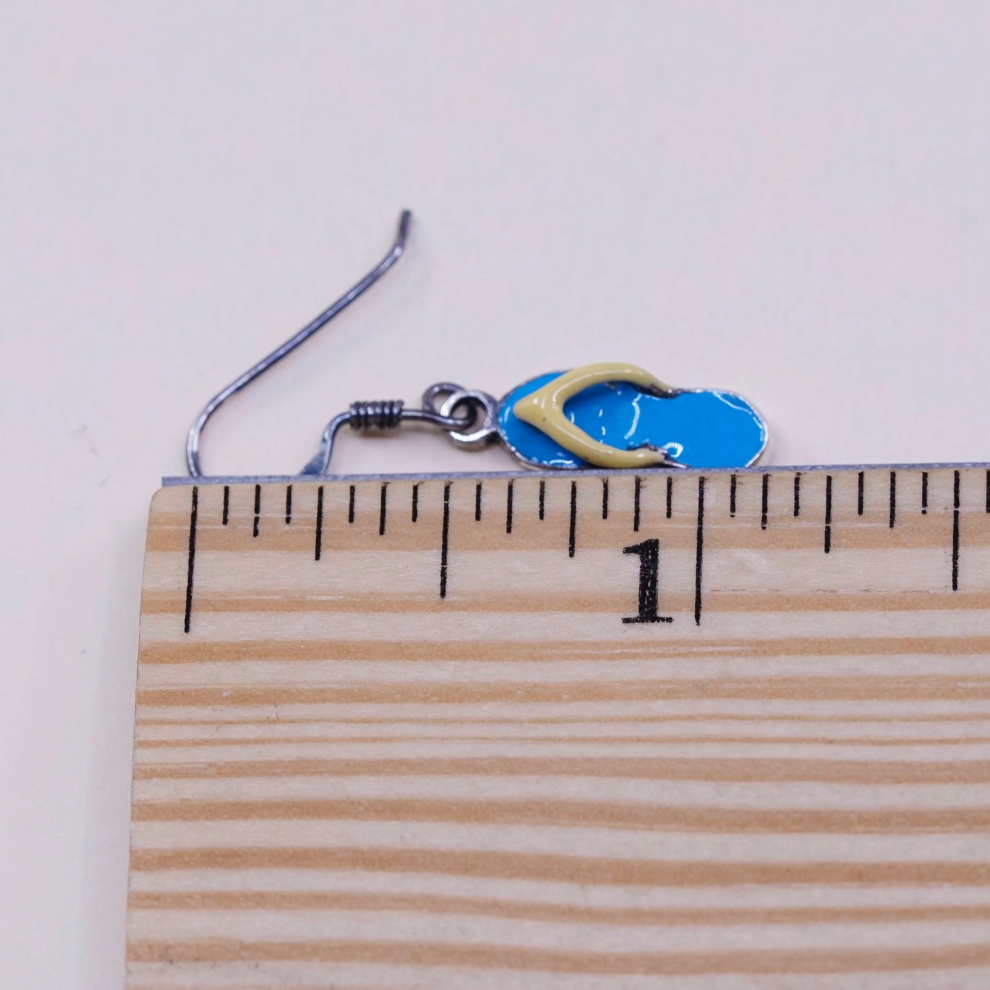 vtg sterling silver handmade earrings, 925 flip flop sandals w/ blue enamel