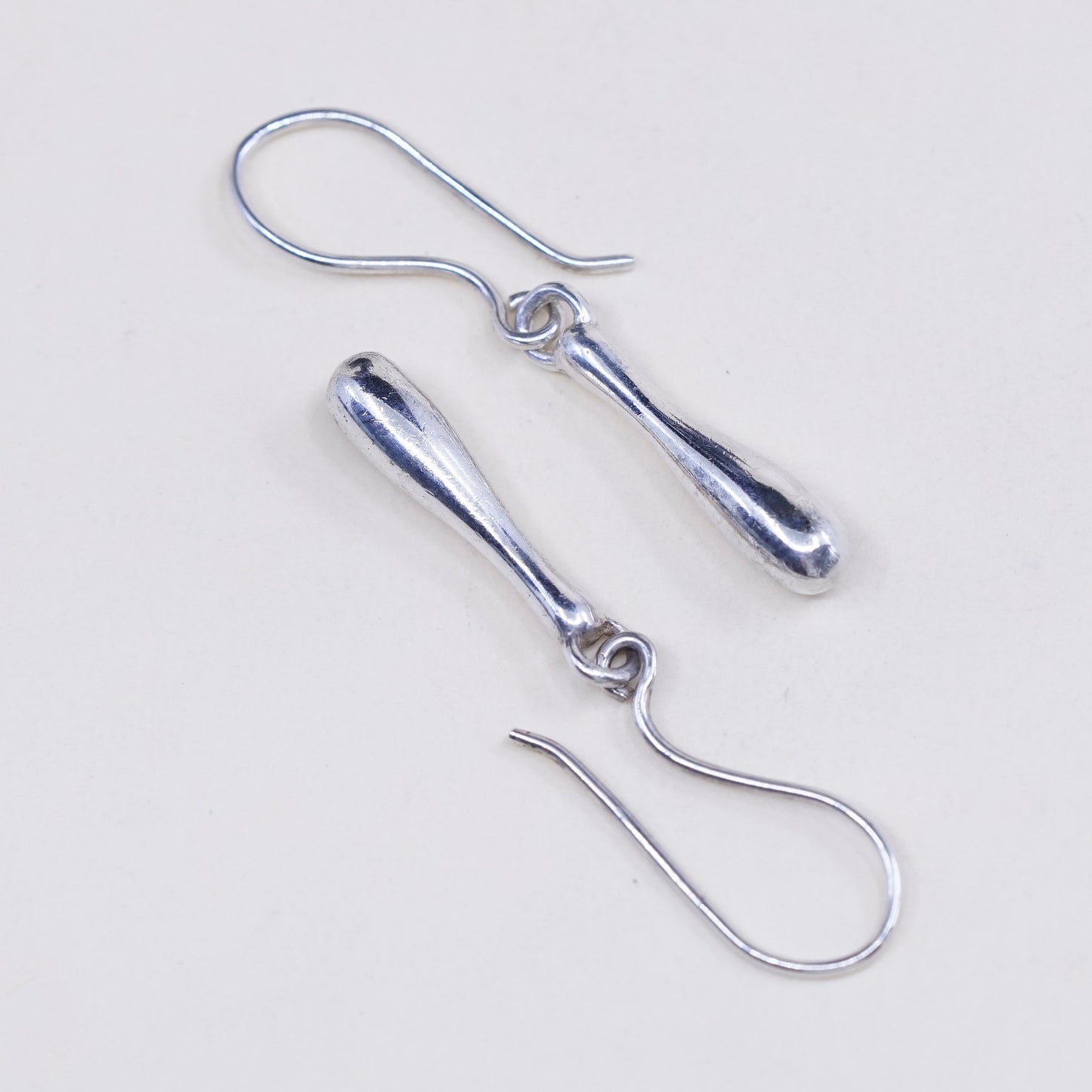 Vintage Sterling silver handmade earrings, 925 teardrop dangles