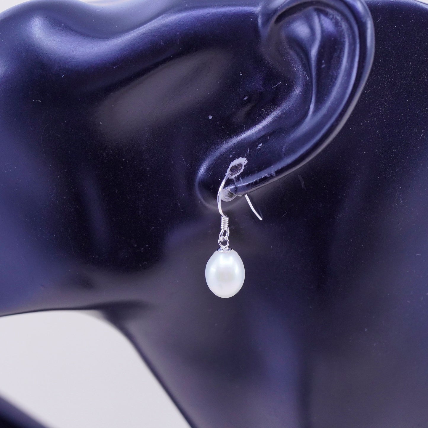 Vintage Sterling 925 silver handmade earrings with pearl drops