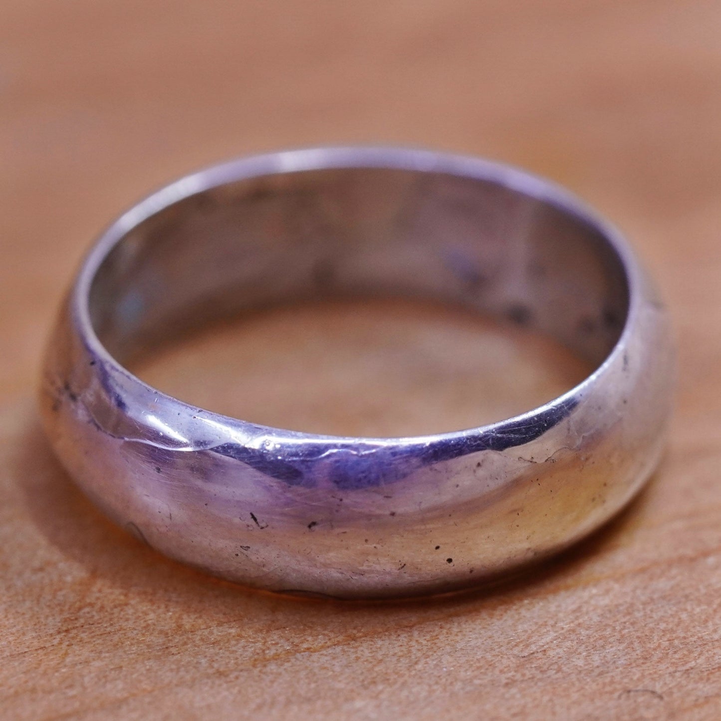 Size 7, vintage sterling silver handmade ring, 925 wedding band