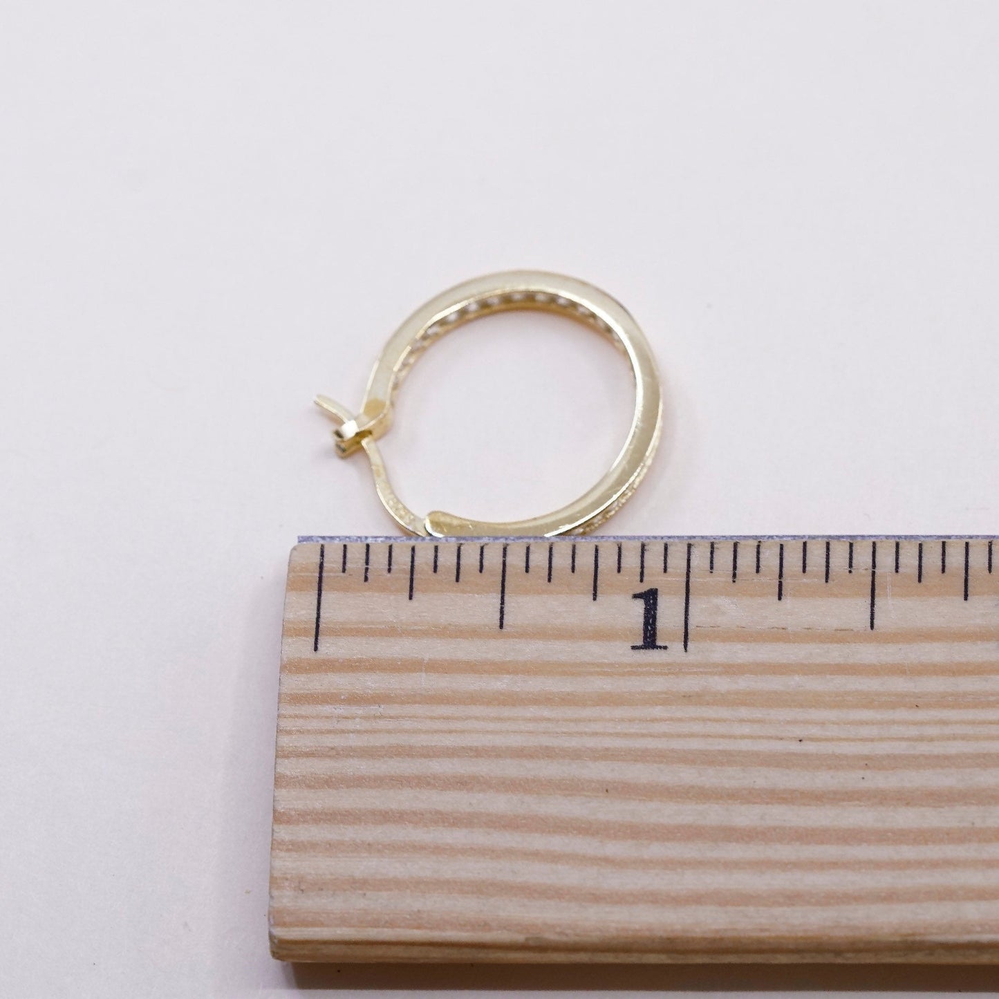 0.75”, Vintage vermeil gold sterling silver earrings, 925 hoops with Cz,