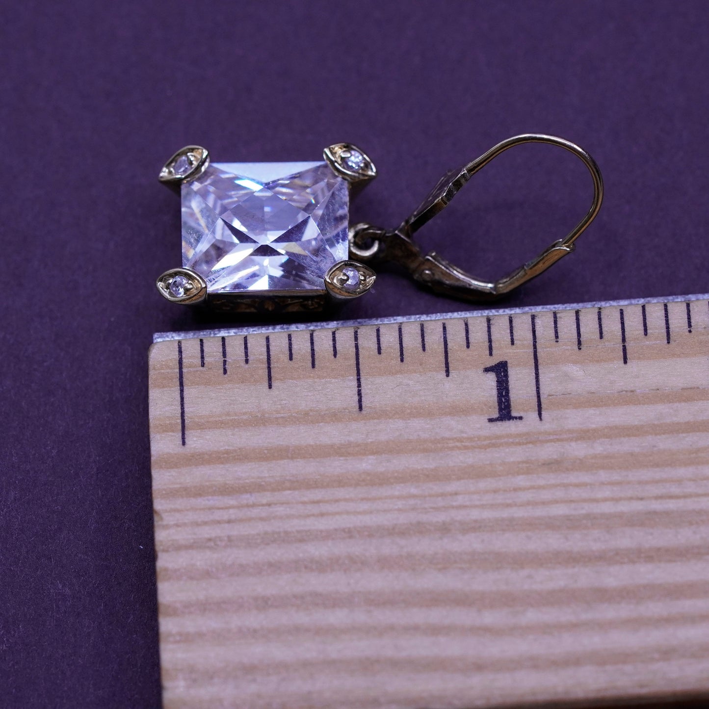 Vintage vermeil gold filled Sterling 925 silver handmade earrings with cz