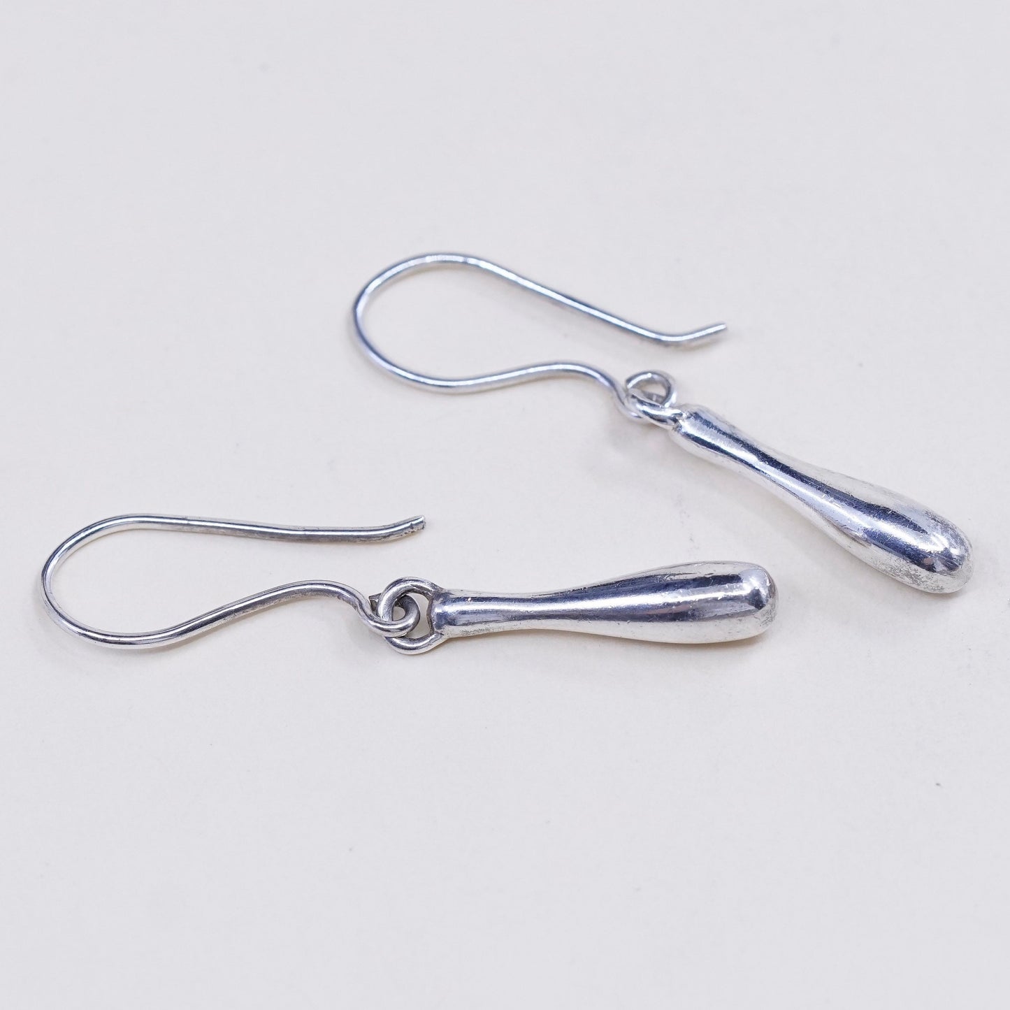 Vintage Sterling silver handmade earrings, 925 teardrop dangles