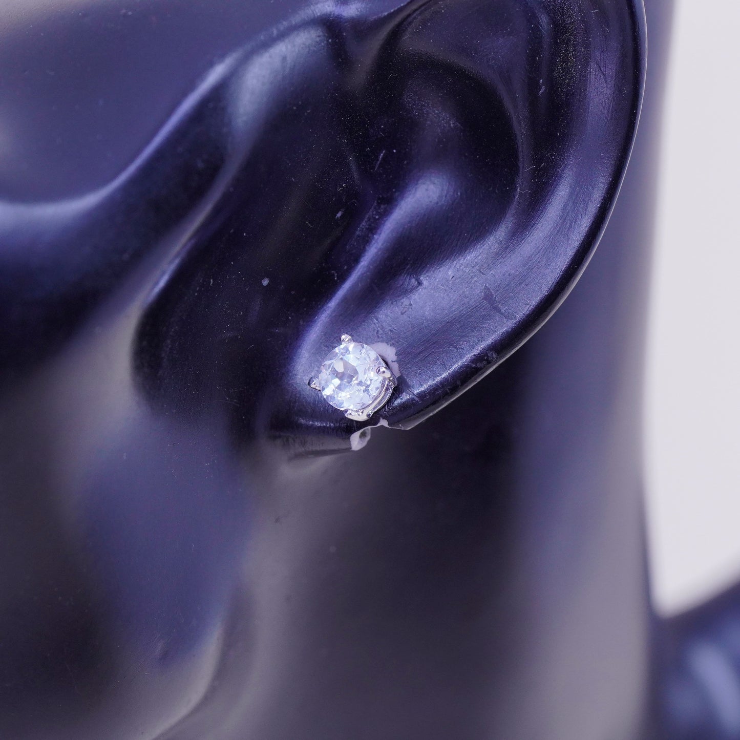 6mm, Vintage sterling 925 silver genuine round cz studs, filigree earrings