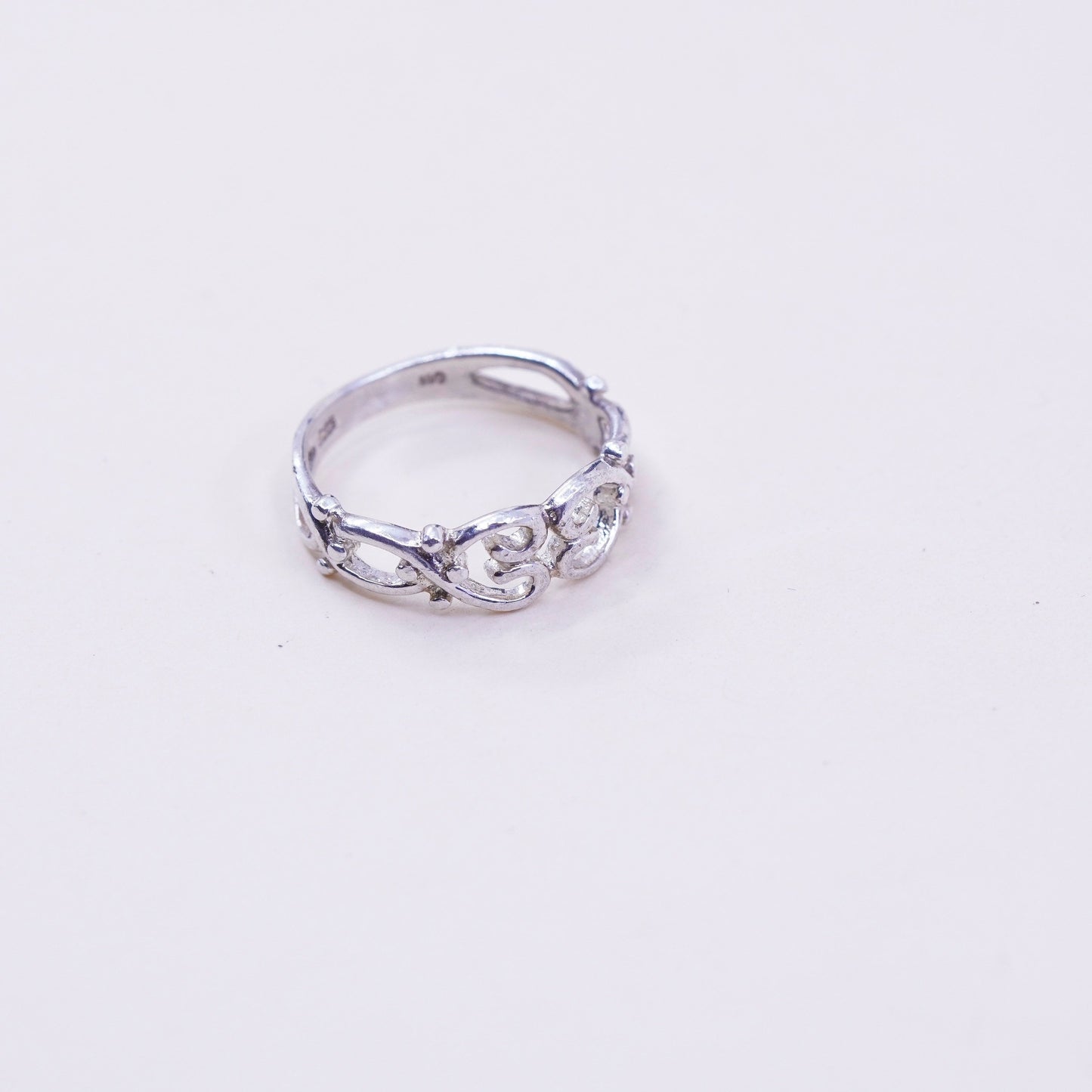 Size 6.75, vintage sterling silver handmade ring, filigree 925 band
